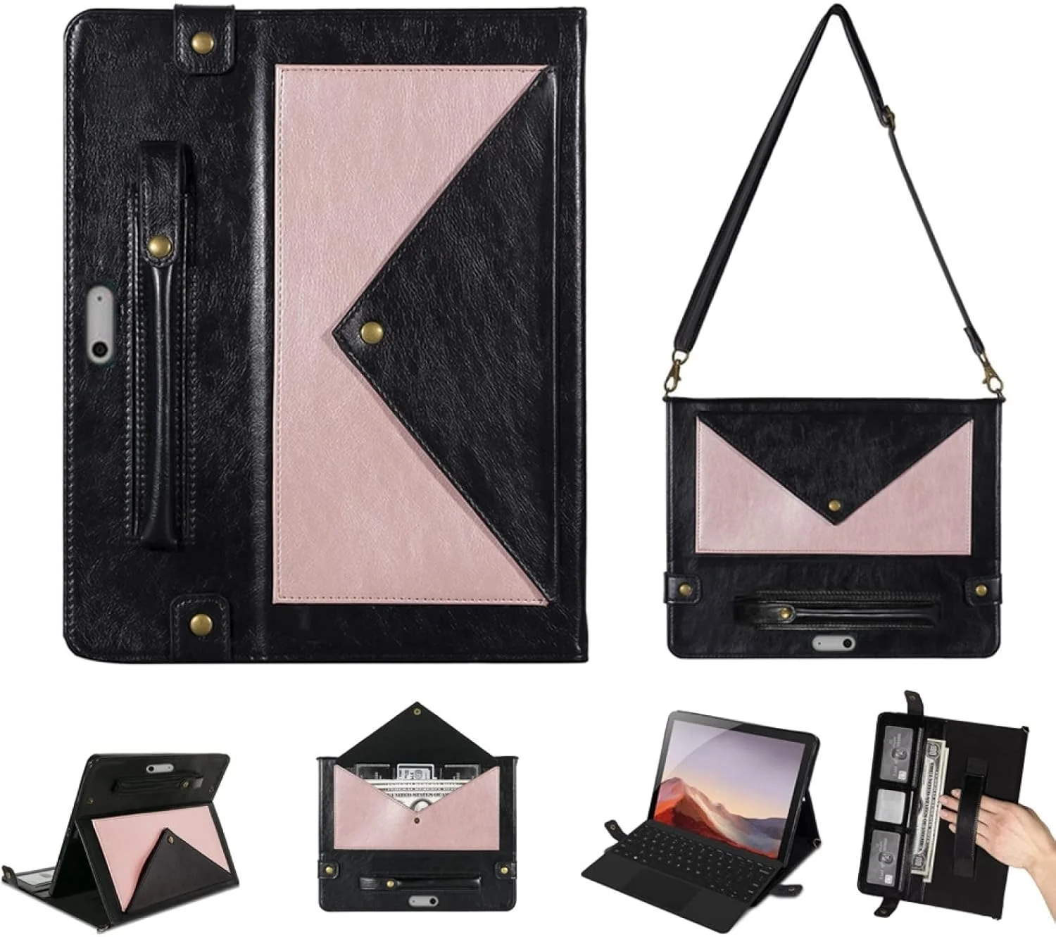 کاور گوشی SHIHUI برای تبلت Microsoft Surface Go 1/2 / 3، طرح پاکتی، چرم دورنگ (رنگ: مشکی رزگلد) کاور گوشی SHIHUI برای تبلت Microsoft Surface Go 1/2 / 3، طرح پاکتی، چرم دورنگ (رنگ: مشکی رزگلد)