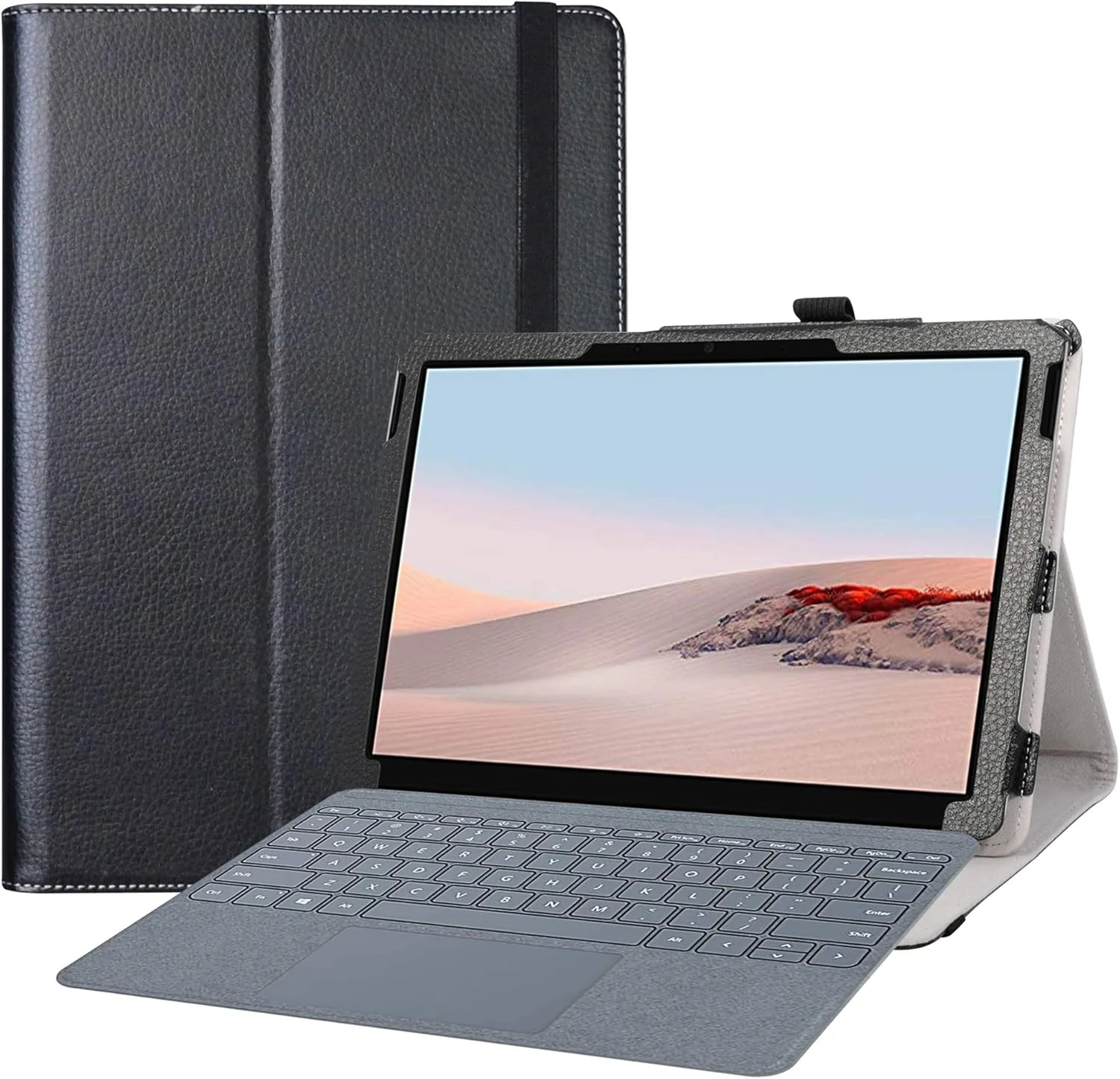 کیف چرمی تاشو بیگ مناسب برای تبلت های مایکروسافت Surface Go 4 2023 / Surface Go 3 2021 / Surface Go 2 2020 / Surface Go 2018، رنگ مشکی