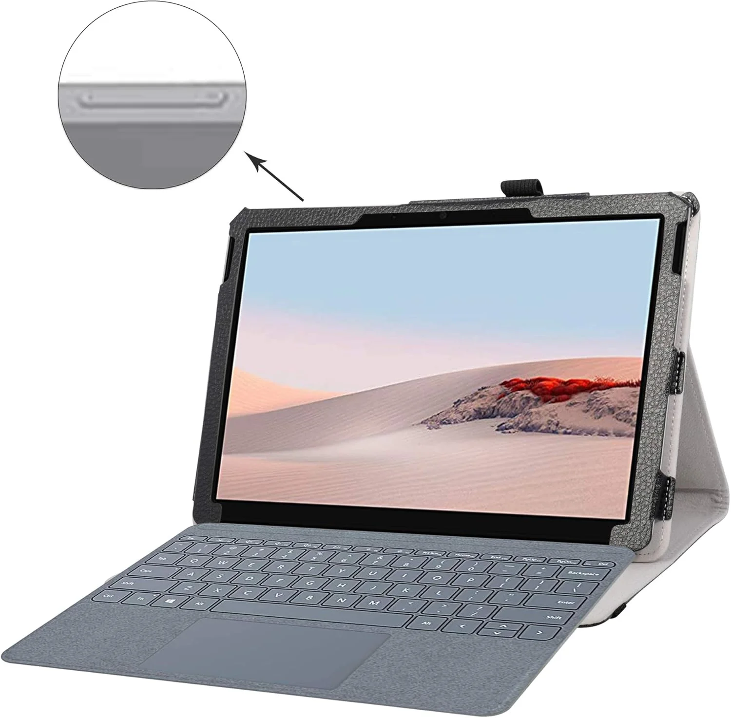 کیف چرمی تاشو بیگ مناسب برای تبلت های مایکروسافت Surface Go 4 2023 / Surface Go 3 2021 / Surface Go 2 2020 / Surface Go 2018، رنگ مشکی