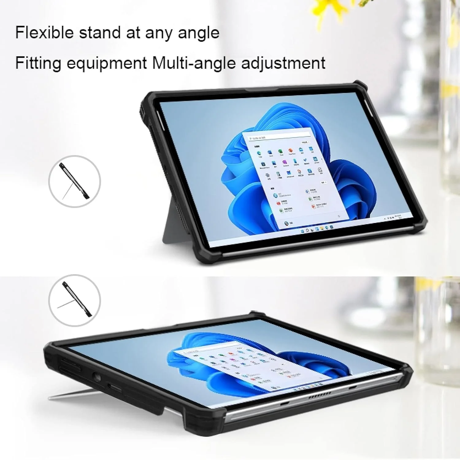 کاور تبلت راه راه توخالی ZZjingli برای Microsoft Surface Pro 8 (مشکی)