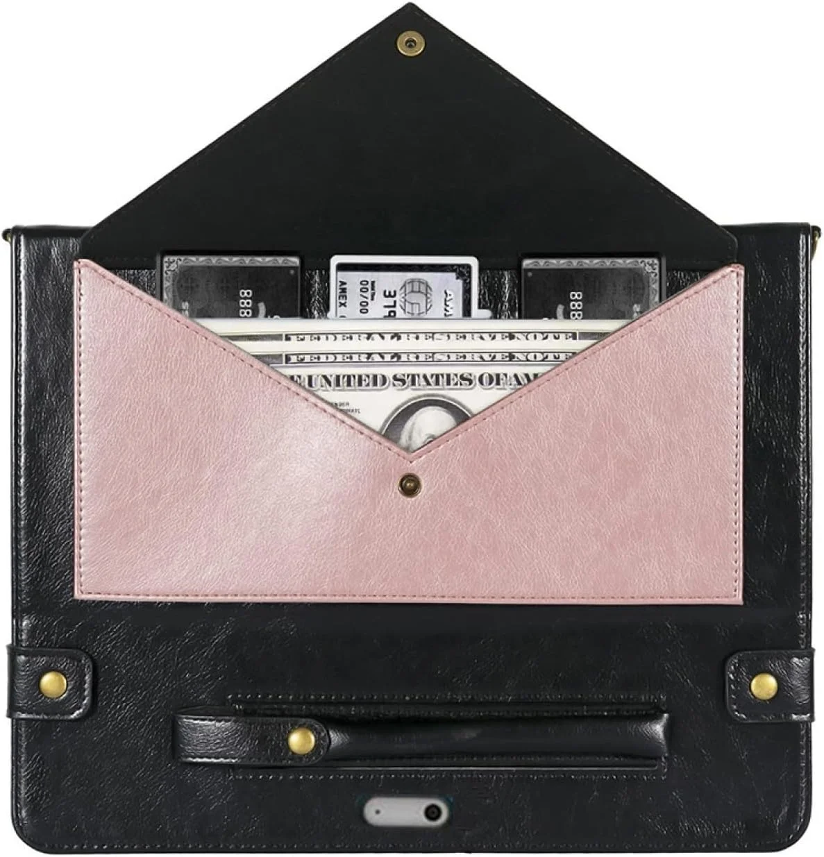 کاور گوشی SHIHUI برای تبلت Microsoft Surface Go 1/2 / 3، طرح پاکتی، چرم دورنگ (رنگ: مشکی رزگلد)