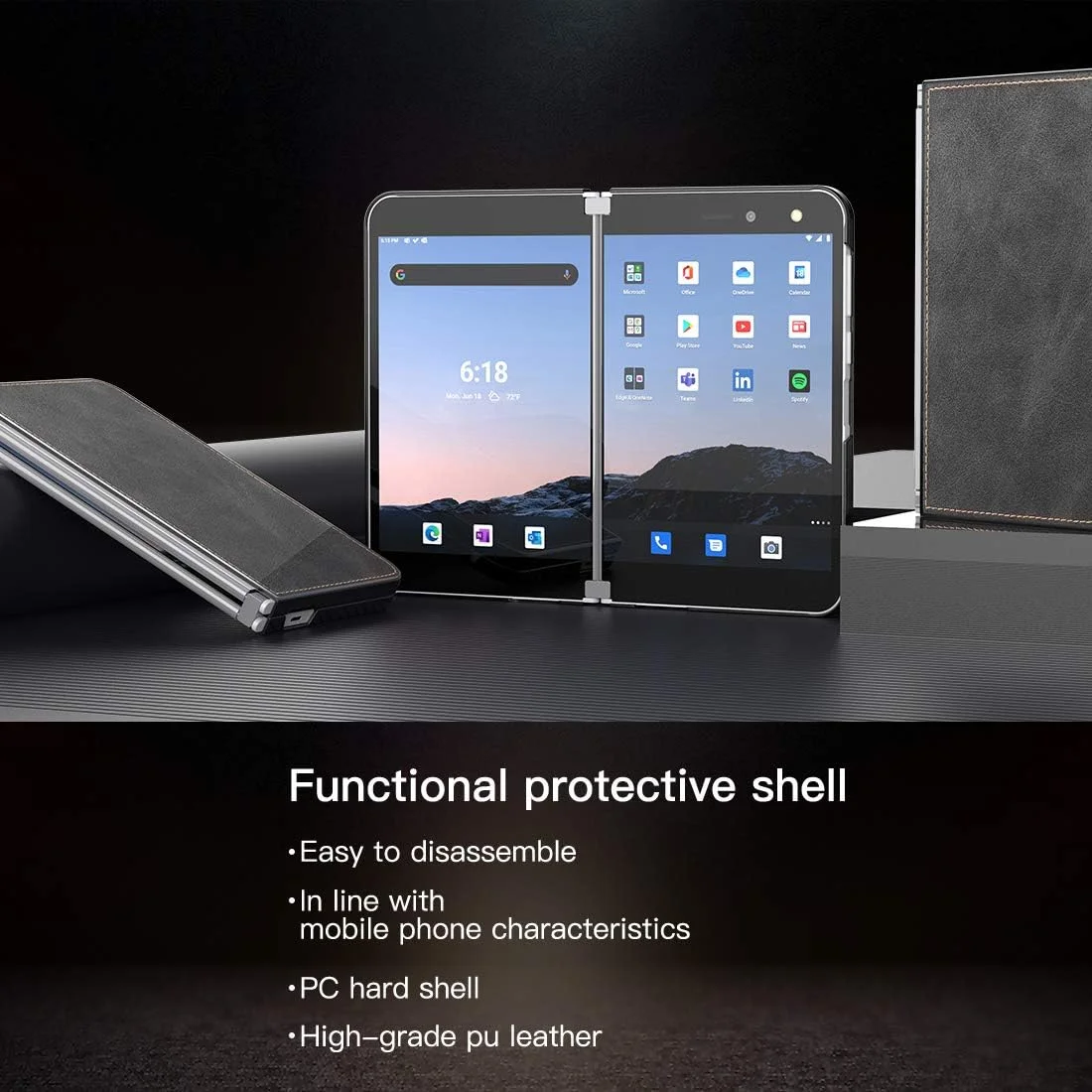 کیف چرمی باریک Feitenn برای Microsoft Surface Duo 2020، جلد چرمی PU نازک و سبک وزن، محافظ بادوام، ضد ضربه، محافظ برای Microsoft Surface Duo 8.1 اینچ 2020 - مشکی کیف چرمی باریک Feitenn برای Microsoft Surface Duo 2020، جلد چرمی PU نازک و سبک وزن، محافظ بادوام، ضد ضربه، محافظ برای Microsoft Surface Duo 8.1 اینچ 2020 - مشکی