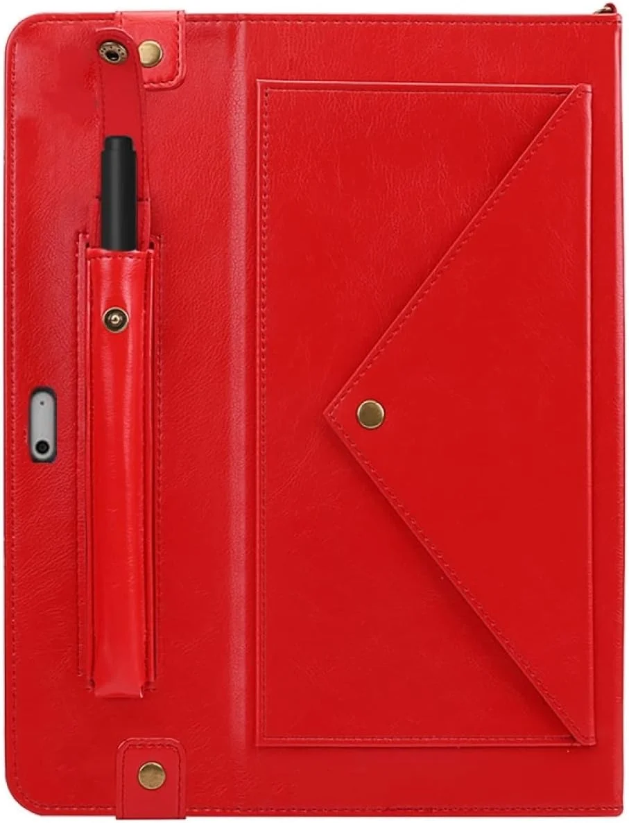 ZZjingli کیف چرمی تبلت مدل پاکتی رنگ ثابت مناسب برای Microsoft Surface Pro 8 (مشکی)(قرمز)(رزگلد)(آبی)(قهوه ای) (رنگ: قرمز)