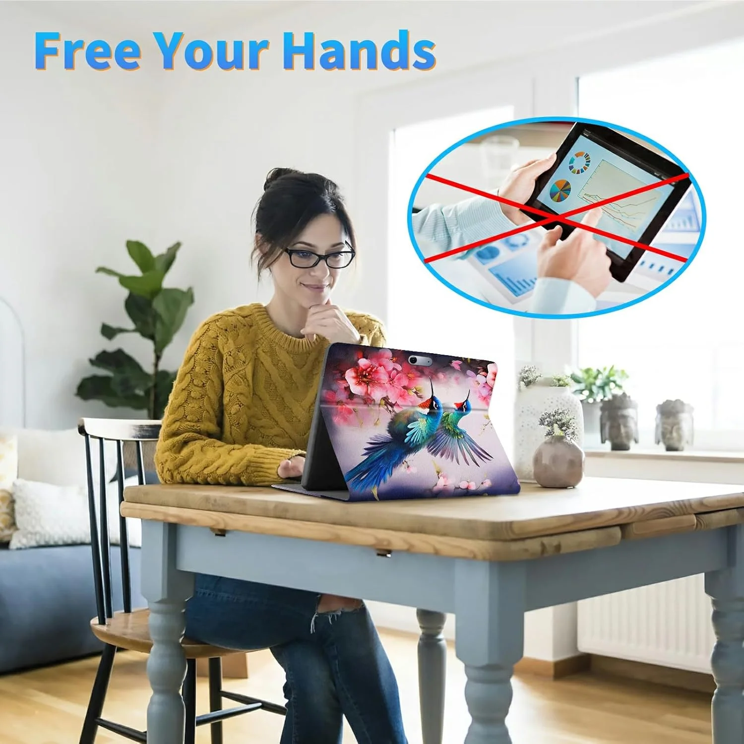 کیف محافظ تبلت مایکروسافت Surface Pro 9 / Pro 9 5G 2022 مدل 13 اینچی Dikoer، با استند قابل تنظیم، ضد ضربه، محافظت قوی، سازگار با کیبورد Type Cover، طرح مرغ مگس خوار
