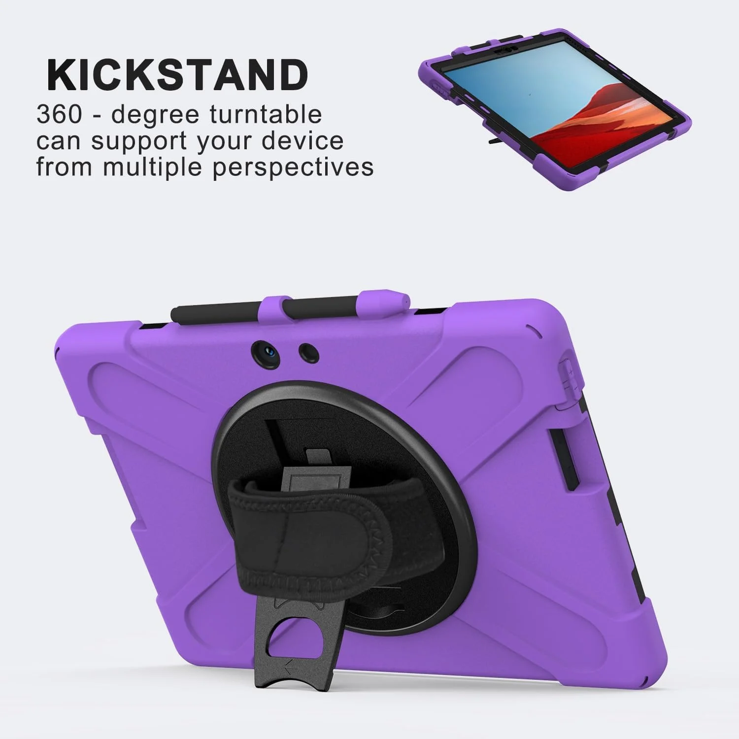 کیف تبلت سازگار با مایکروسافت سرفیس پرو ایکس 13 اینچی، قاب محافظ سنگین و مقاوم در برابر ضربه با جای قلم، کاور محافظ بند شانه ای سازگار با کاور سیلیکونی کودکانه کیف تبلت سازگار با مایکروسافت سرفیس پرو ایکس 13 اینچی، قاب محافظ سنگین و مقاوم در برابر ضربه با جای قلم، کاور محافظ بند شانه ای سازگار با کاور سیلیکونی کودکانه