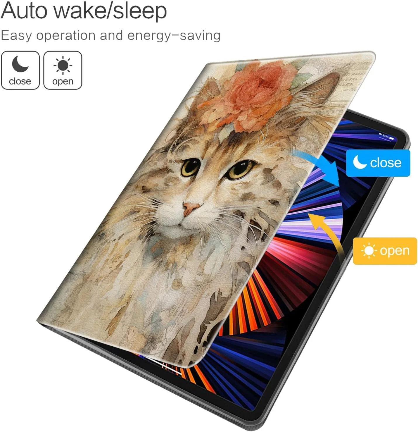 کیف BVDIKMI برای تبلت 12.3 اینچی مایکروسافت Surface Pro 7 / Pro 6 / Pro 5 / Pro 4 / Pro 3، جلد چرمی PU باریک با قابلیت خواب و بیدار شدن خودکار، طرح گربه با کلاژ روزنامه