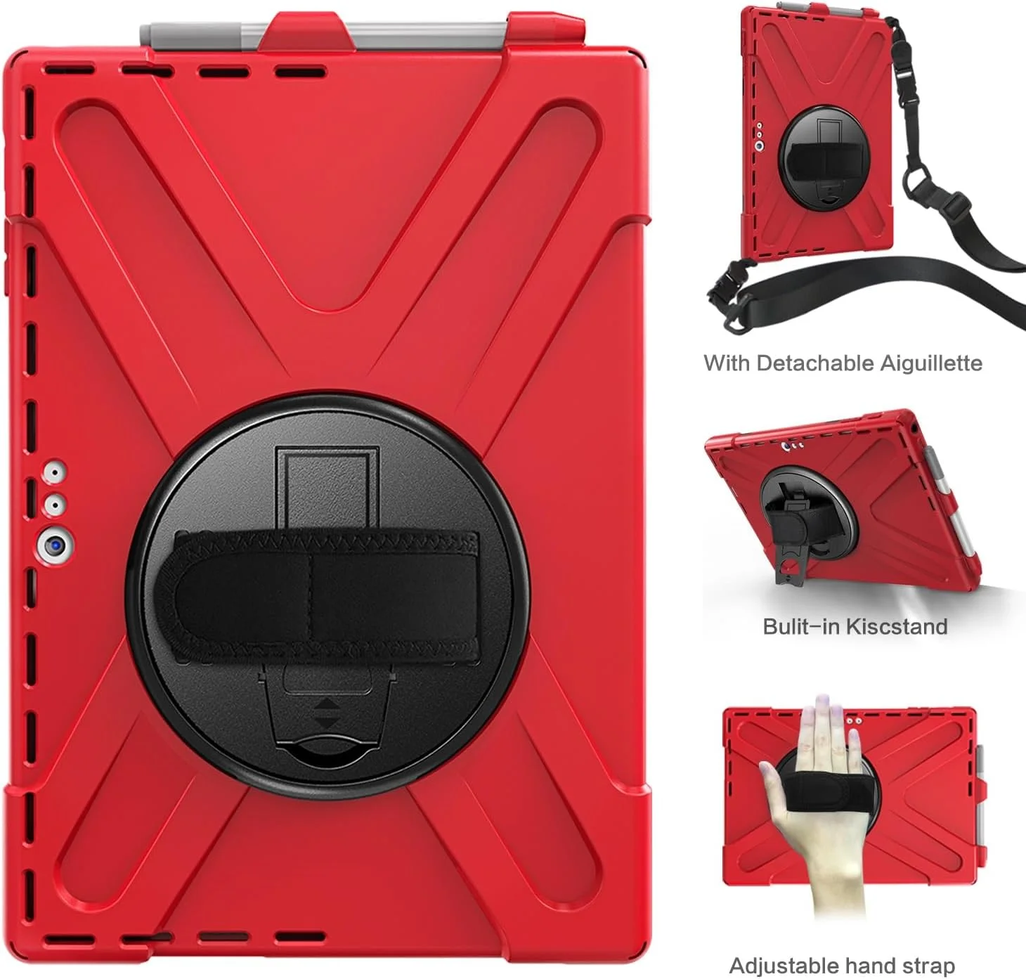 کیف محافظ تبلت سازگار با مایکروسافت سرفیس پرو 7/پرو 6/پرو 5/پرو 4/پرو 7 پلاس، کیف محافظ مقاوم در برابر ضربه با قابلیت محافظت در برابر سقوط، دارای جای قلم، بند شانه ای، روکش محافظ سیلیکونی برای کودکان کیف محافظ تبلت سازگار با مایکروسافت سرفیس پرو 7/پرو 6/پرو 5/پرو 4/پرو 7 پلاس، کیف محافظ مقاوم در برابر ضربه با قابلیت محافظت در برابر سقوط، دارای جای قلم، بند شانه ای، روکش محافظ سیلیکونی برای کودکان