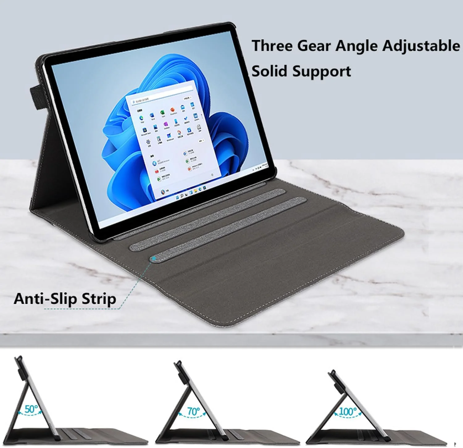 کیف HEUCYL برای Microsoft Surface Go 3 2021 / Surface Go 2 2020 / Surface Go 2018 با قابلیت تنظیم چند زاویه، کیف چرمی PU، آبی کیف HEUCYL برای Microsoft Surface Go 3 2021 / Surface Go 2 2020 / Surface Go 2018 با قابلیت تنظیم چند زاویه، کیف چرمی PU، آبی