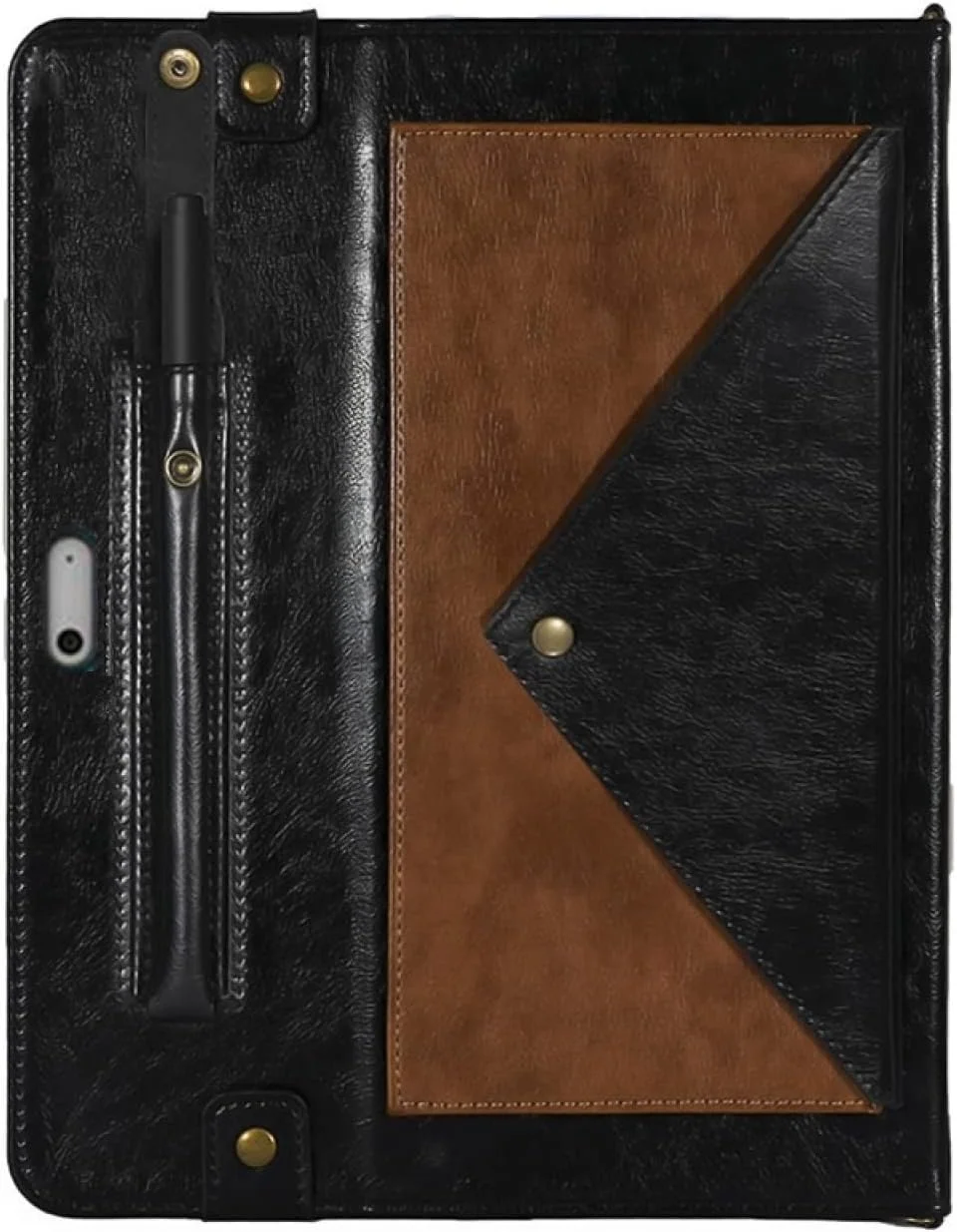 کیف تبلت چرمی رنگی QIHANG SHIHUI مناسب برای Microsoft Surface Go 1/2 / 3 (رنگ: قهوه ای مشکی)