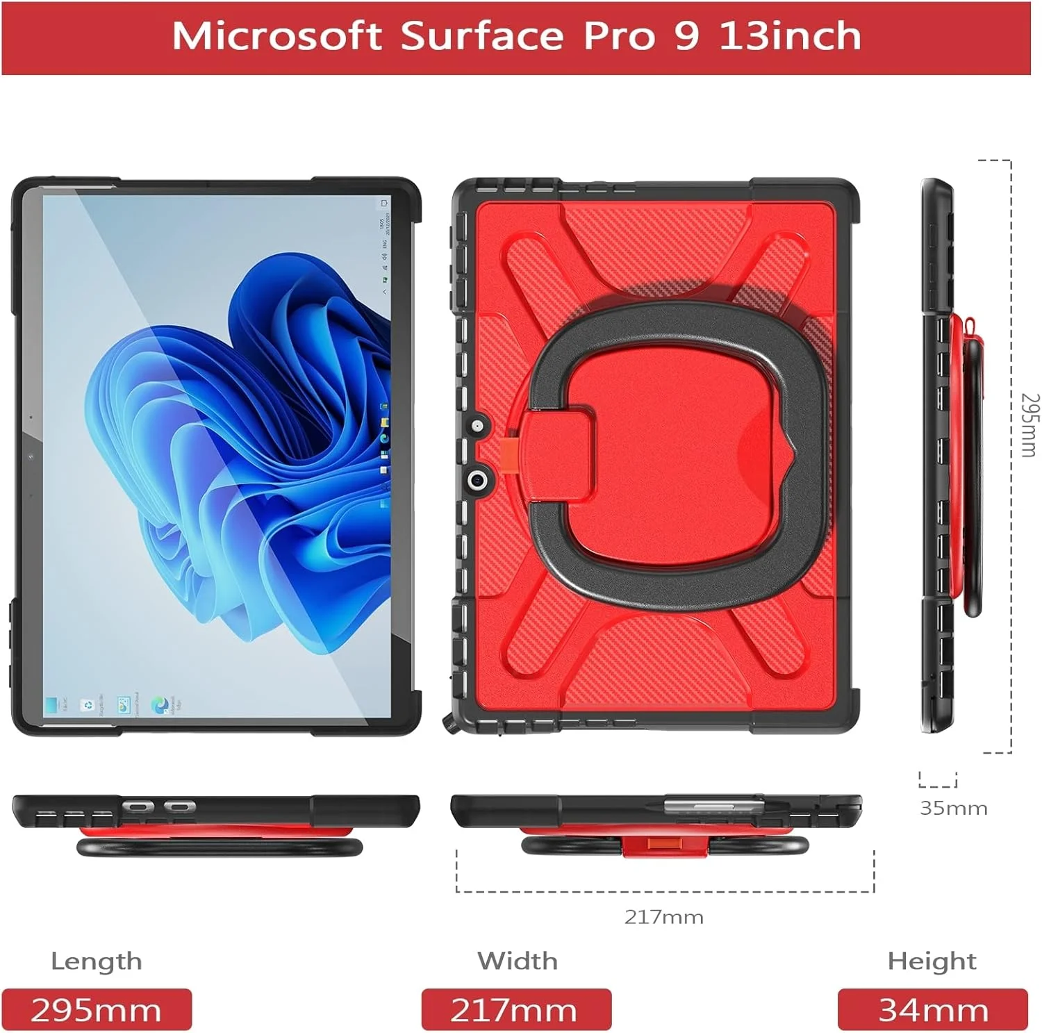 کاور تبلت ضد ضربه ZZjingli با دسته و پایه چرخان مناسب برای مایکروسافت Surface Pro 9 (آبی)(قرمز)(مشکی) (رنگ: قرمز) کاور تبلت ضد ضربه ZZjingli با دسته و پایه چرخان مناسب برای مایکروسافت Surface Pro 9 (آبی)(قرمز)(مشکی) (رنگ: قرمز)