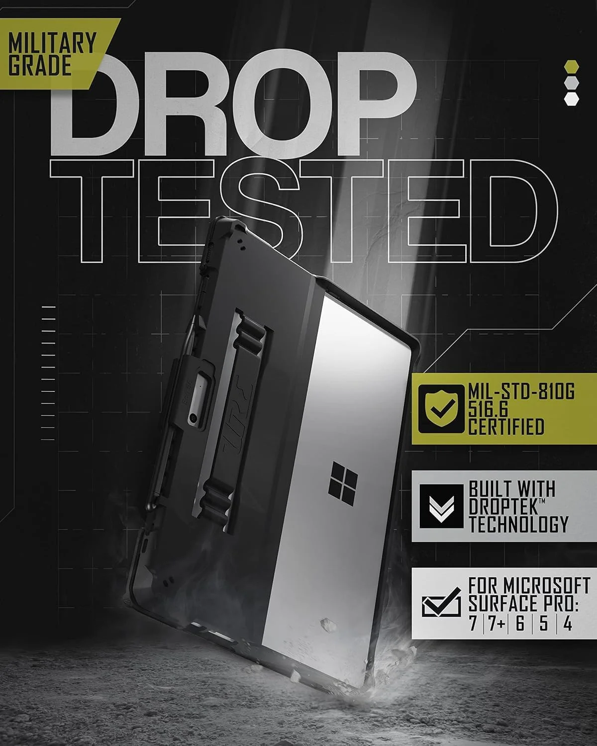 کاور محافظ مقاوم اکو برای مایکروسافت سرفیس پرو 10 و 9 - محافظت 100% قابل بازیافت TPU | تست سقوط MIL STD 810G 516.6 | تبلت مشکی با بند دستی، نگهدارنده قلم و پایه کاور محافظ مقاوم اکو برای مایکروسافت سرفیس پرو 10 و 9 - محافظت 100% قابل بازیافت TPU | تست سقوط MIL STD 810G 516.6 | تبلت مشکی با بند دستی، نگهدارنده قلم و پایه