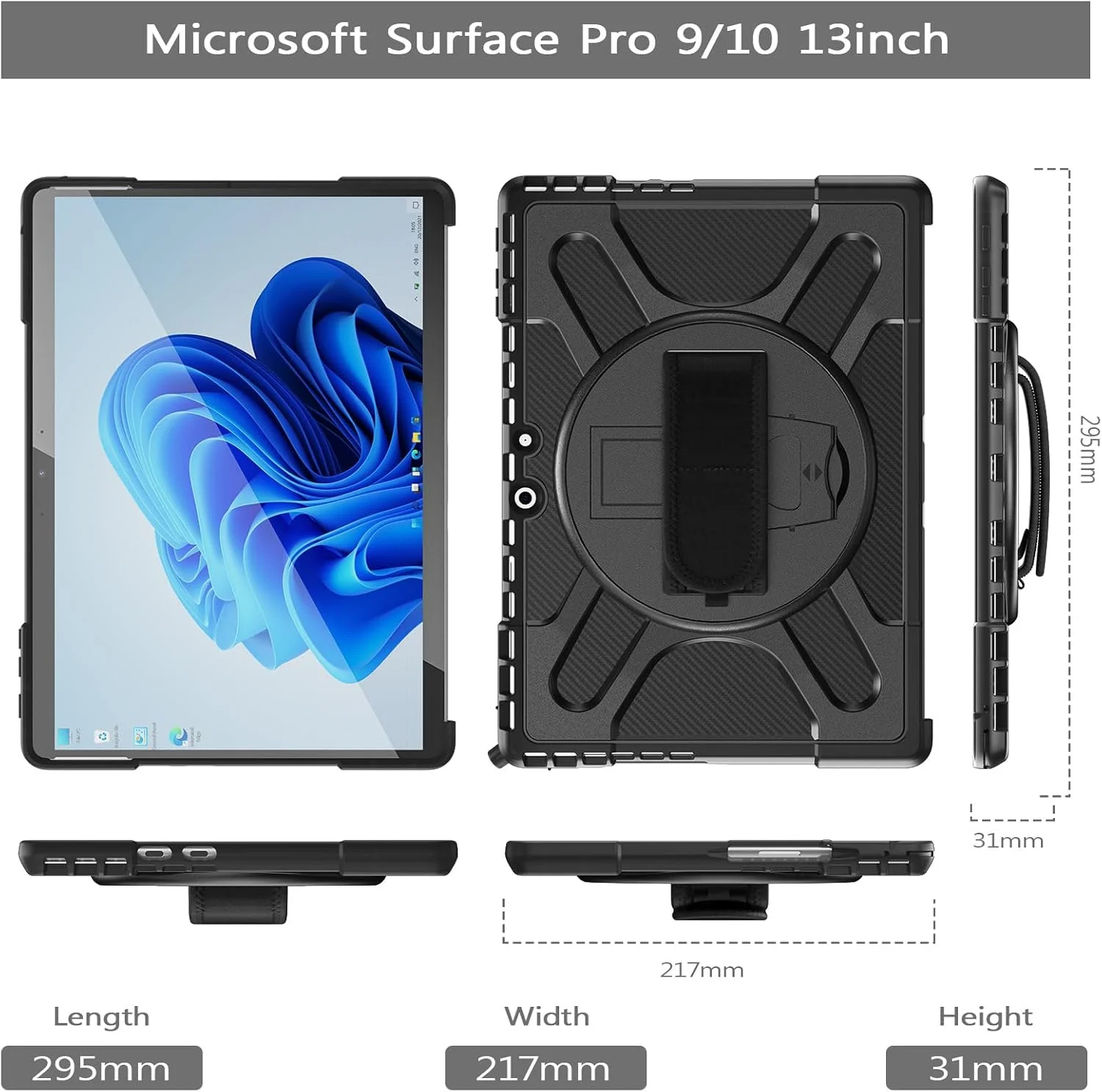 کاور محافظ تبلت مایکروسافت سرفیس پرو 11/10/9 اینچ 13، مدل 2024/2022، ضد ضربه، دارای استند و بند دستی چرخان، مقاوم در برابر ضربه - مشکی کاور محافظ تبلت مایکروسافت سرفیس پرو 11/10/9 اینچ 13، مدل 2024/2022، ضد ضربه، دارای استند و بند دستی چرخان، مقاوم در برابر ضربه - مشکی