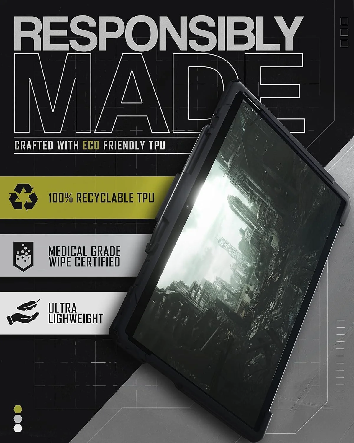 کاور محافظ مقاوم اکو برای مایکروسافت سرفیس پرو 10 و 9 - محافظت 100% قابل بازیافت TPU | تست سقوط MIL STD 810G 516.6 | تبلت مشکی با بند دستی، نگهدارنده قلم و پایه کاور محافظ مقاوم اکو برای مایکروسافت سرفیس پرو 10 و 9 - محافظت 100% قابل بازیافت TPU | تست سقوط MIL STD 810G 516.6 | تبلت مشکی با بند دستی، نگهدارنده قلم و پایه