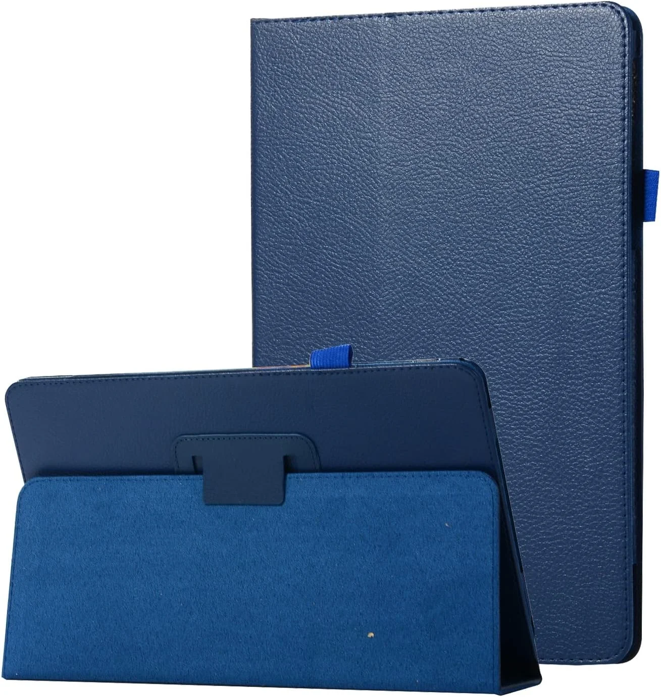 کیف تبلت چرمی بافت دار RRXYHK سازگار با مایکروسافت Surface PRO 3/4/5/6/7، محافظ تاشو باریک، پوشش پشتی ضد ضربه با محافظ نگهدارنده (آبی تیره)