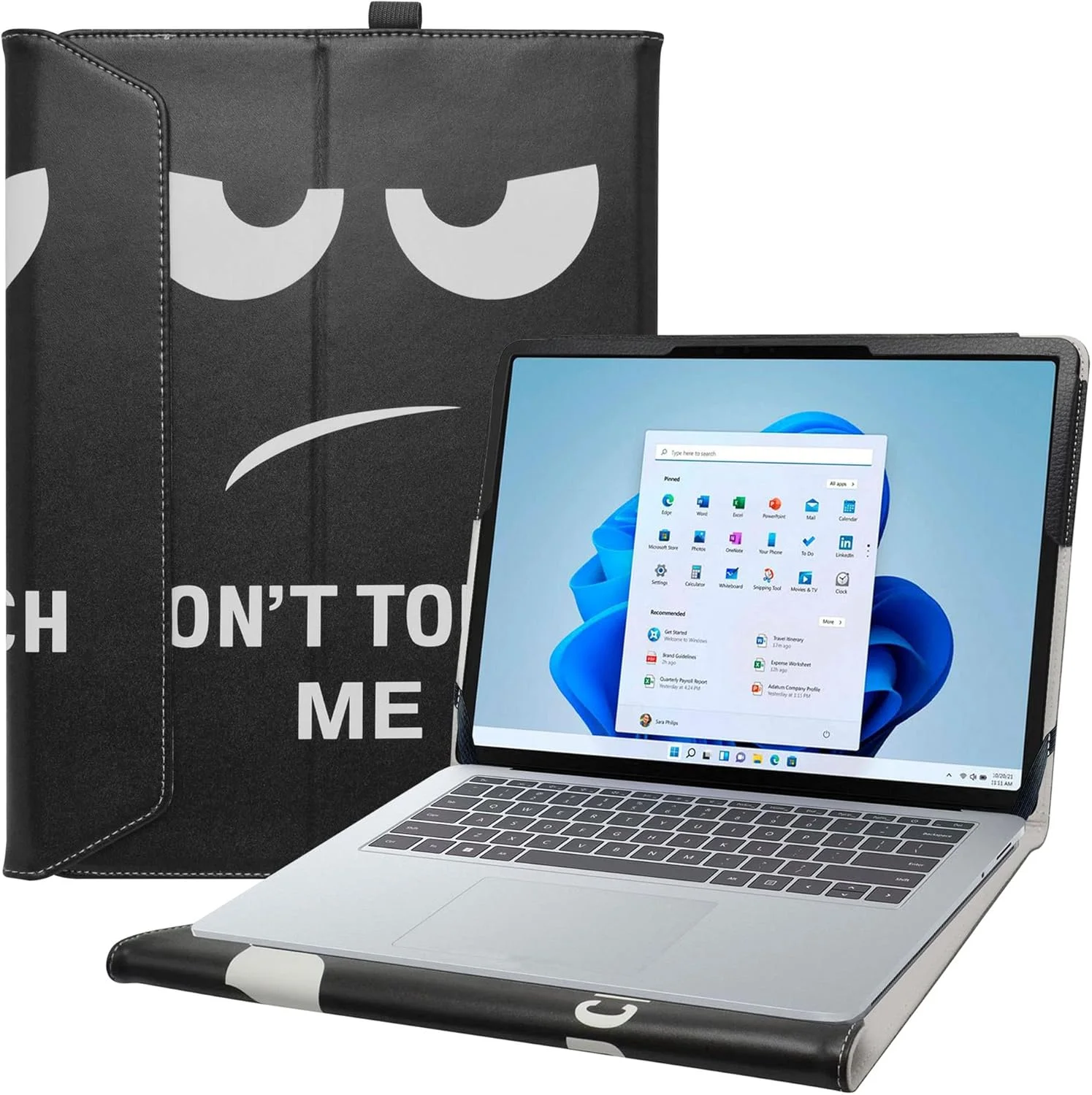 کیف چرمی Bige برای سرفیس لپ تاپ استودیو 2 مدل 2023، کاور تاشو دو حالته از جنس چرم PU برای تبلت های 14.4 اینچی مایکروسافت سرفیس لپ تاپ استودیو 2، طرح Don't Touch