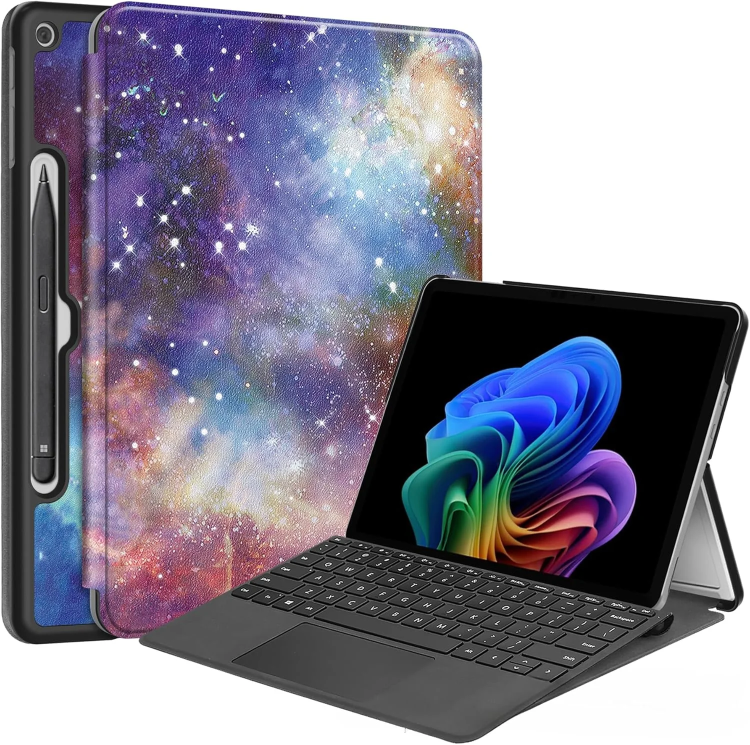 کیف محافظ تبلت 12 اینچی مایکروسافت سرفیس پرو (نسخه 2025) Gruattreay، با پوشش کامل، استند چرمی PU و قاب پشتی سخت PC برای سرفیس پرو 12 (YHXY)