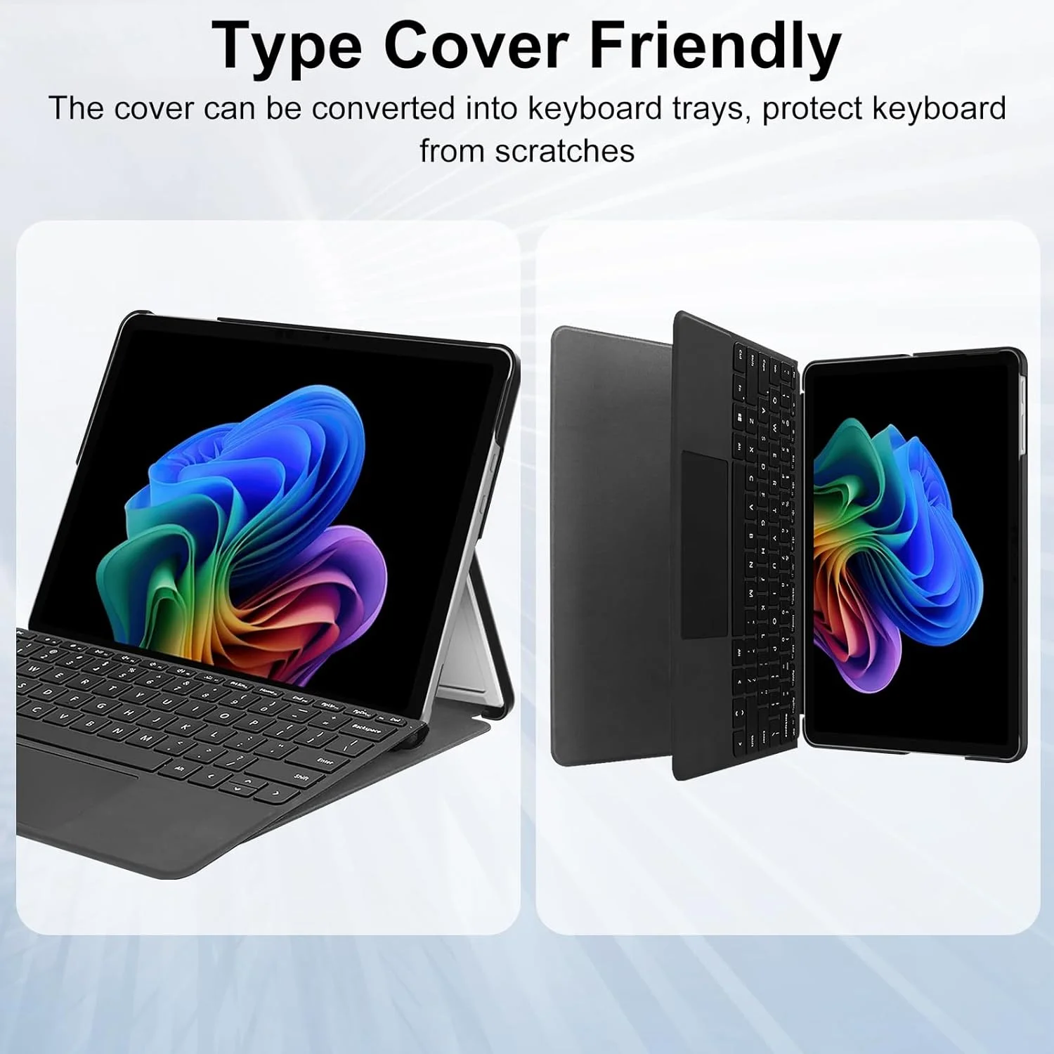 کیف محافظ ELYCO سازگار با مایکروسافت سرفیس پرو 12 اینچ، کیف محافظ سخت و مقاوم در برابر ضربه با پایه چند زاویه ای، سازگار با Type Cover، کیف محافظ باریک، مشکی کیف محافظ ELYCO سازگار با مایکروسافت سرفیس پرو 12 اینچ، کیف محافظ سخت و مقاوم در برابر ضربه با پایه چند زاویه ای، سازگار با Type Cover، کیف محافظ باریک، مشکی