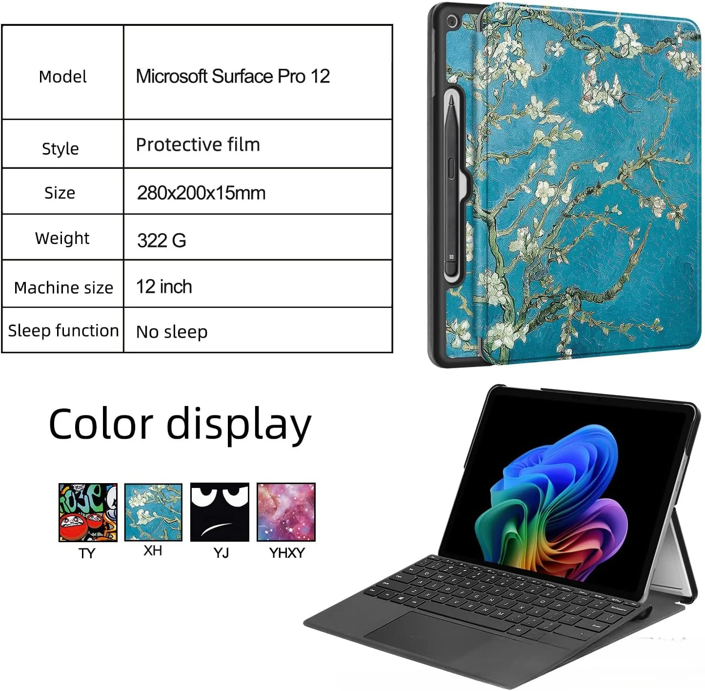 کیف محافظ تبلت 12 اینچی مایکروسافت سرفیس پرو (نسخه 2025) Gruattreay، با پوشش کامل، استند چرمی PU و قاب پشتی سخت PC برای سرفیس پرو 12 (YHXY) کیف محافظ تبلت 12 اینچی مایکروسافت سرفیس پرو (نسخه 2025) Gruattreay، با پوشش کامل، استند چرمی PU و قاب پشتی سخت PC برای سرفیس پرو 12 (YHXY)