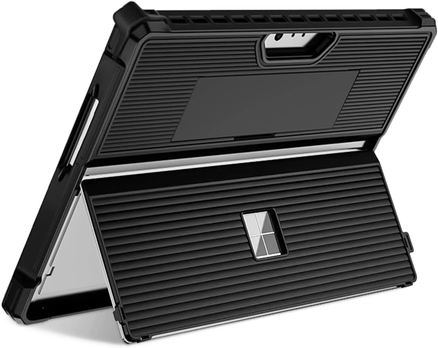 کاور تبلت راه راه توخالی ZZjingli برای Microsoft Surface Pro 9 به همراه هولدر (مشکی)