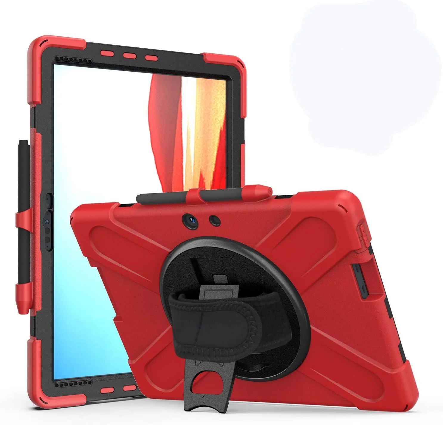 کیف محافظ برای مایکروسافت سرفیس پرو ایکس ۱۳ اینچ 2021/2020/2019، مقاوم در برابر ضربه [تست شده در سقوط از ارتفاع 15 فوت] پوشش محافظتی کامل بدنه با پایه چرخش 360 درجه، بند دستی و نگهدارنده قلم