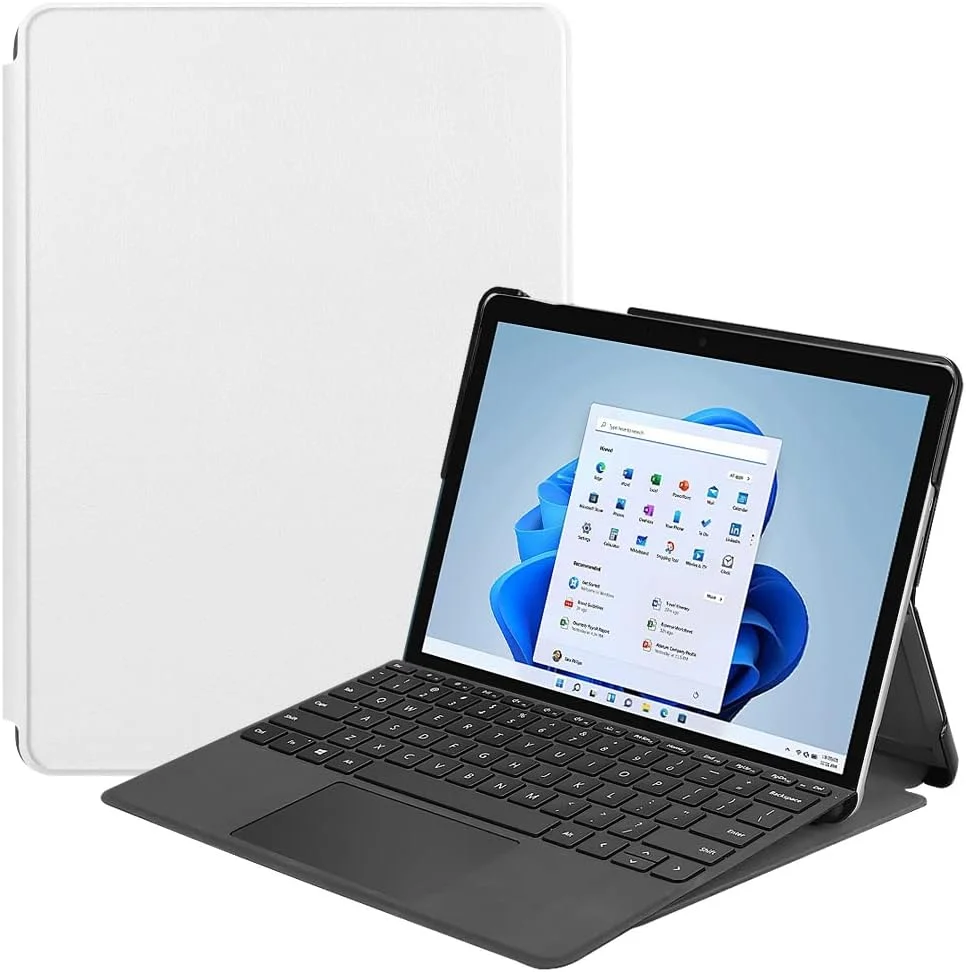 کیف تبلت RanTuo برای مایکروسافت Surface Go 4، چرم PU، سبک و نازک، ضد آب، ضد گرد و غبار، قاب محافظ ضد افتادن برای مایکروسافت Surface Go 4. (سفید)