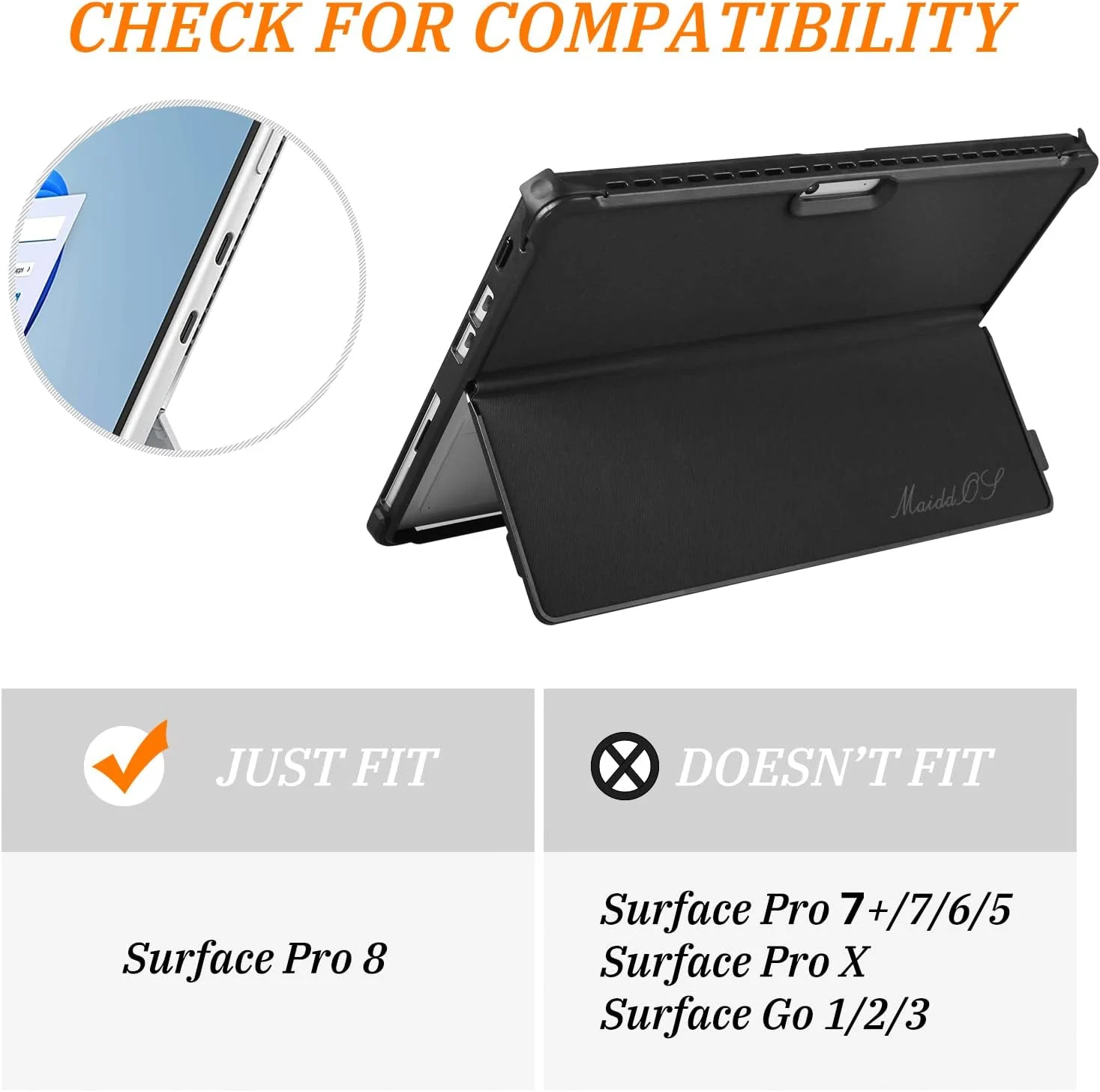 کاور محافظ HZmeris برای مایکروسافت Surface Pro 7/7 Plus Pro6 Pro5 Pro4 با پایه نگهدارنده و جای قلم، مناسب تبلت 12.3 اینچی، سبک و با بدنه سخت (خاکستری)