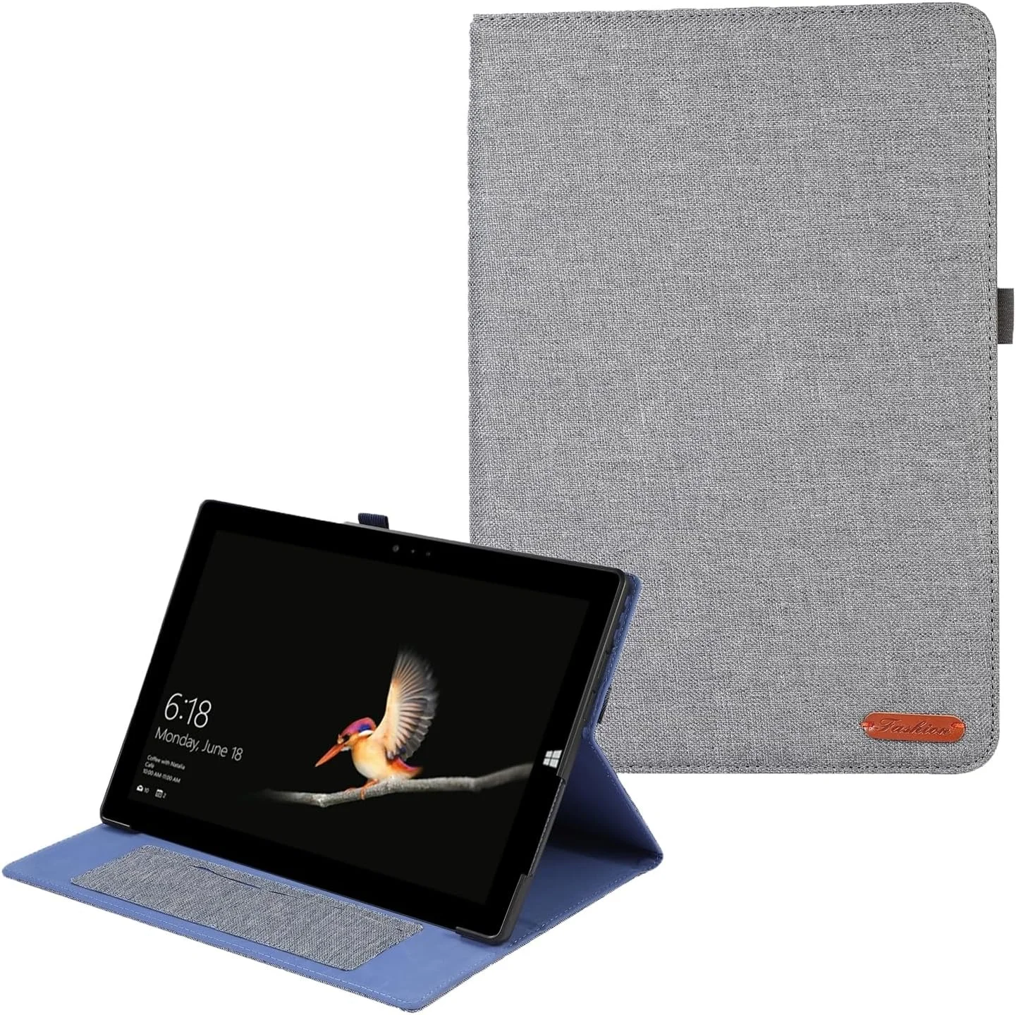 ZZjingli For Microsoft Surface Pro 4/5/6/7 Fabric Leather Tablet Case(Rose)(Grey)(Black) etc (Color : Grey)