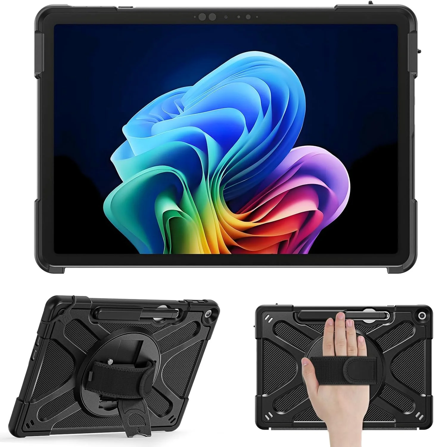 کاور ضد ضربه گرواتری مناسب برای مایکروسافت Surface Pro 12 (2025) سایز 12 اینچ، با پایه چرخان/نگهدارنده قلم/بند دستی/بند شانه (مشکی) کاور ضد ضربه گرواتری مناسب برای مایکروسافت Surface Pro 12 (2025) سایز 12 اینچ، با پایه چرخان/نگهدارنده قلم/بند دستی/بند شانه (مشکی)