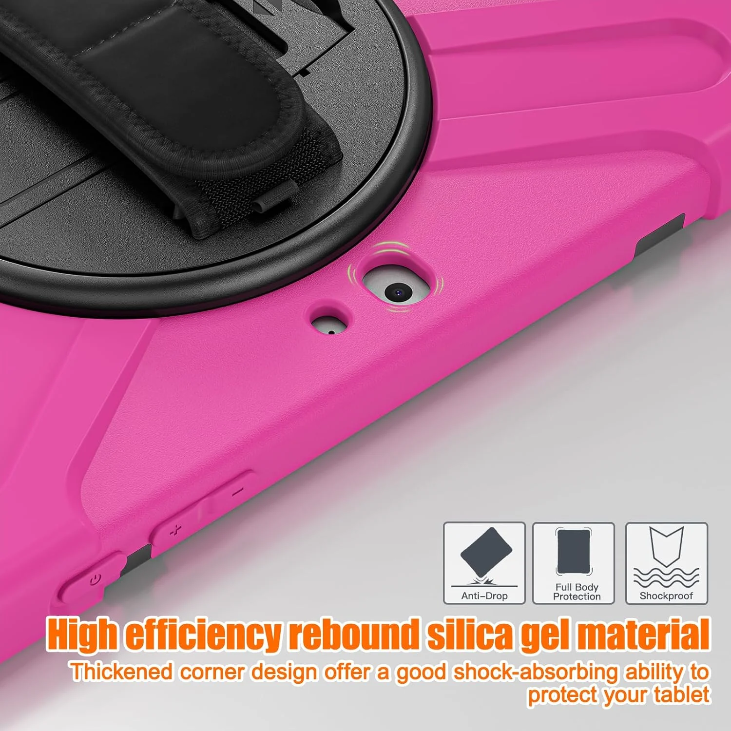 کیف تبلت سازگار با Microsoft Surface Go 3 2021/Surface Go 2 2020/Surface Go 2018 با بند شانه، پایه چرخان و دسته، کیف محافظتی مقاوم در برابر ضربه. قرمز گل رز