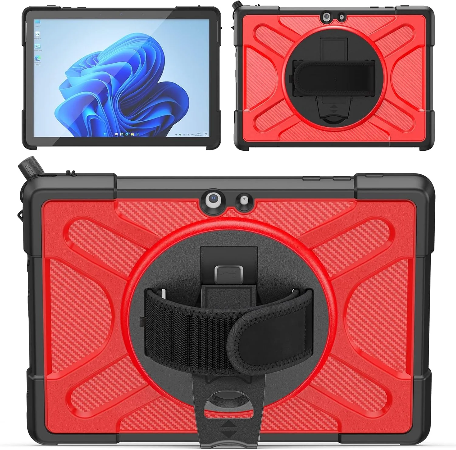 کاور تبلت ZZjingli TPU + PC برای مایکروسافت Surface Go 1/2 / 3 (شفاف) (آبی) (سبز زرد) و غیره (رنگ: قرمز)