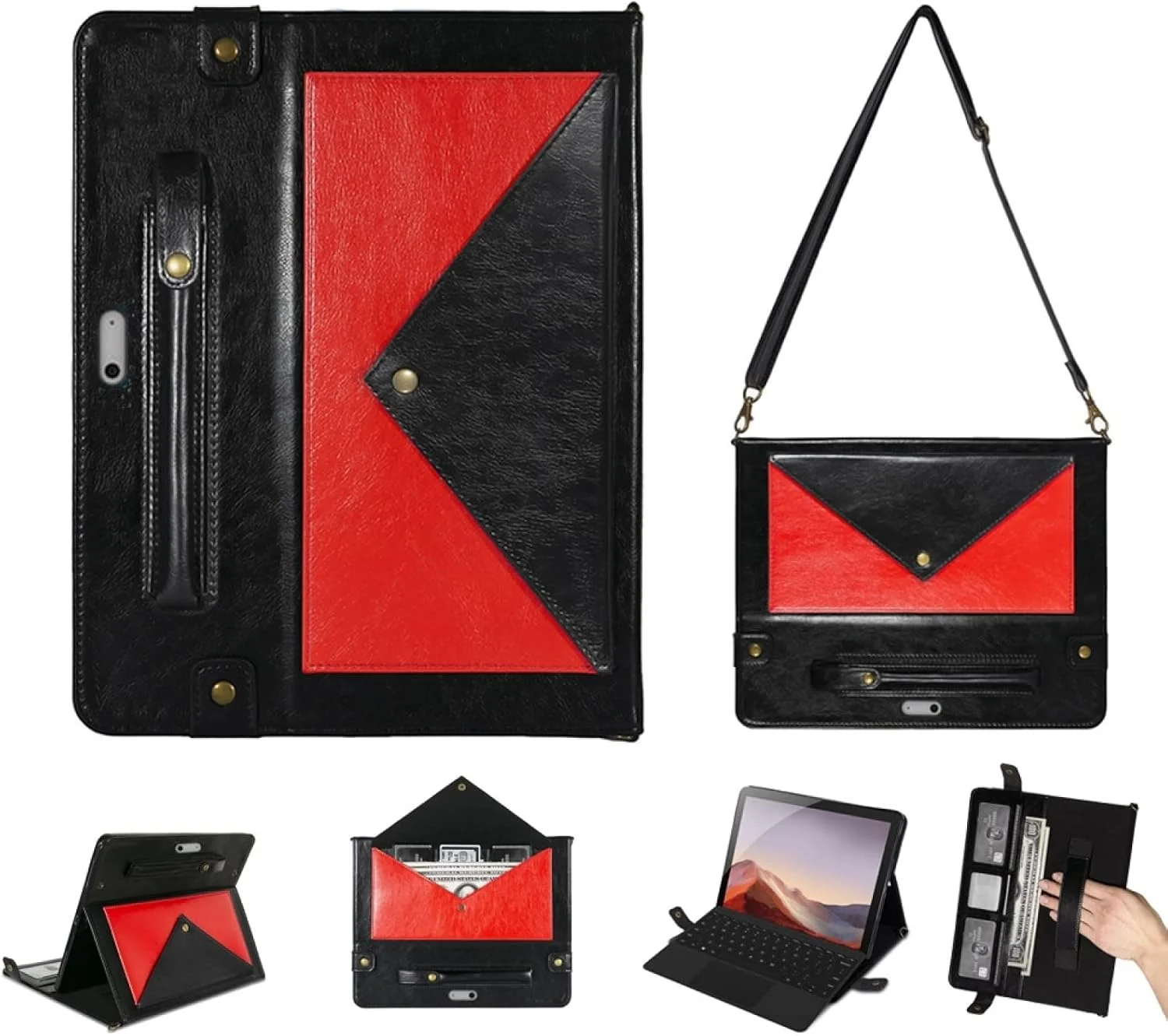 کیف تبلت چرمی ZZjingli با طراحی پاکتی و رنگهای متنوع مناسب برای Microsoft Surface Go 1/2 / 3 (رنگ: مشکی قرمز) کیف تبلت چرمی ZZjingli با طراحی پاکتی و رنگهای متنوع مناسب برای Microsoft Surface Go 1/2 / 3 (رنگ: مشکی قرمز)