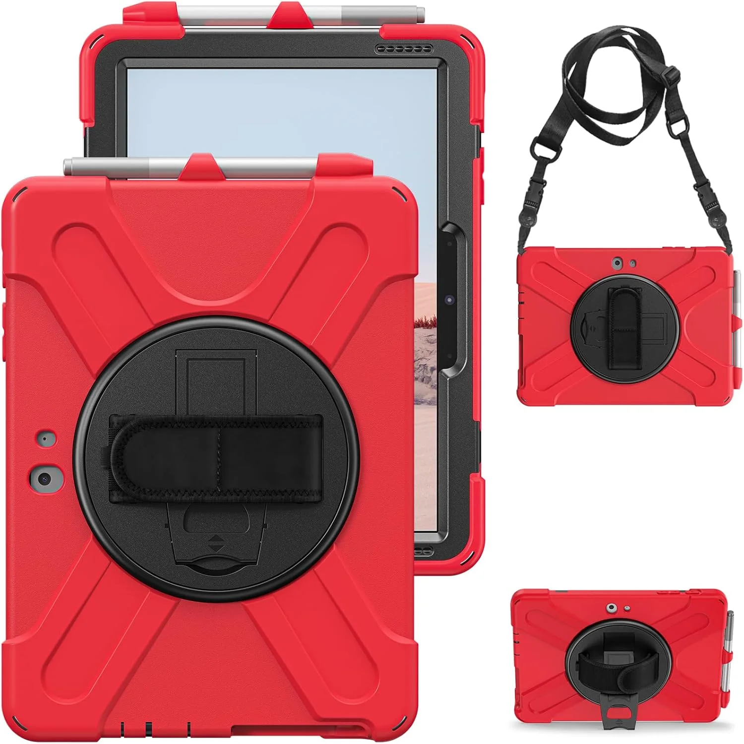Tablet Case Compatible with Microsoft Surface Go 1/2/3/4 W Shoulder Strap&Rotating Kickstand&Handle,Heavy Duty Shockproof Rugged Protective Case.Red Tablet Case Compatible with Microsoft Surface Go 1/2/3/4 W Shoulder Strap&Rotating Kickstand&Handle,Heavy Duty Shockproof Rugged Protective Case.Red