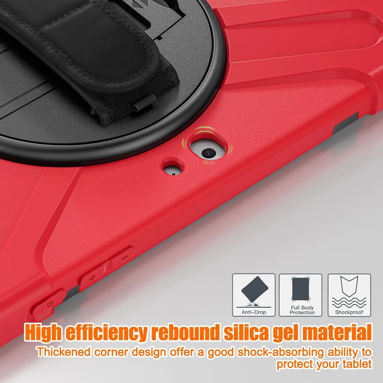 Tablet Case Compatible with Microsoft Surface Go 1/2/3/4 W Shoulder Strap&Rotating Kickstand&Handle,Heavy Duty Shockproof Rugged Protective Case.Red