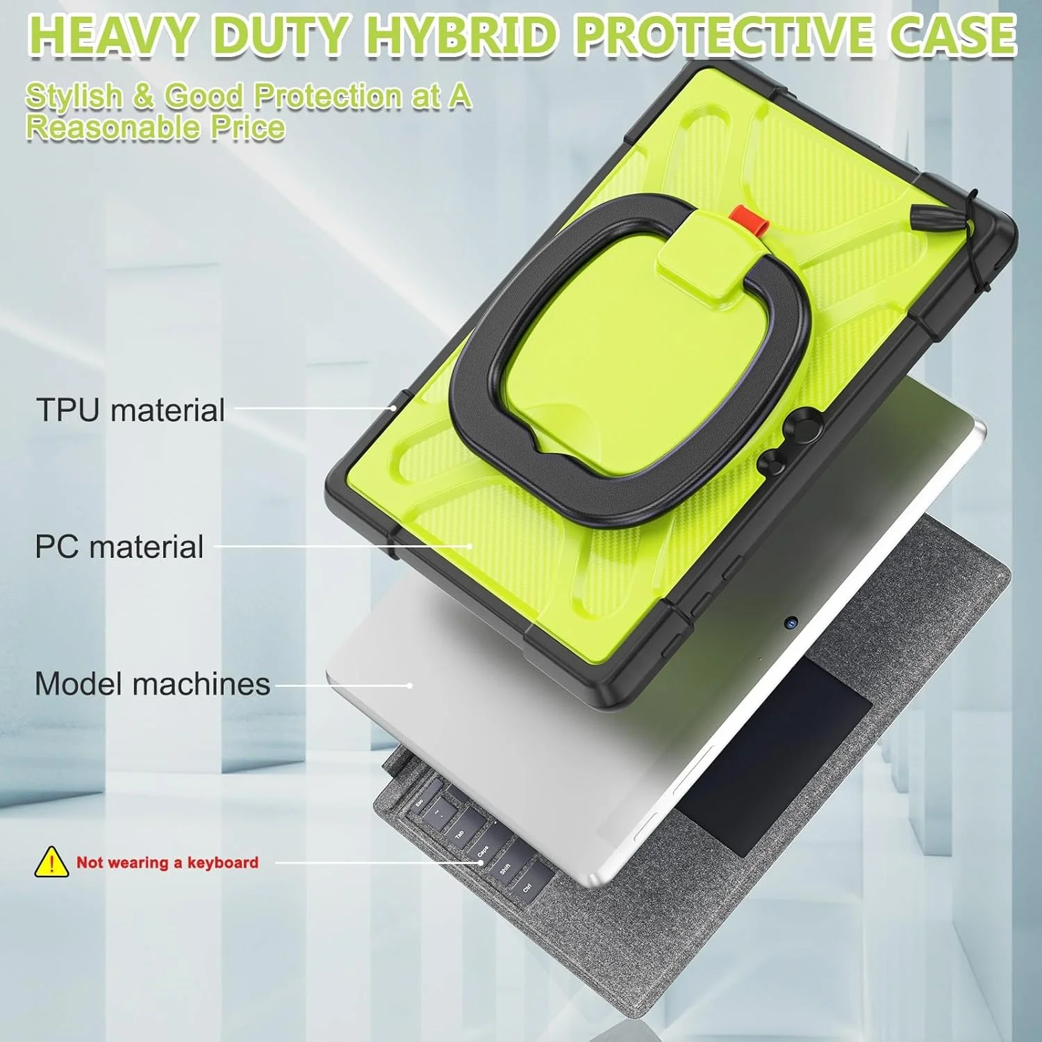 Travel with Tablet Heavy Duty Shockproof Case Compatible with Microsoft Surface Go 4/3/2/1 10.5 inch - Rugged Protective Case with Stand and Handle. Tablet Protection(Yellow)