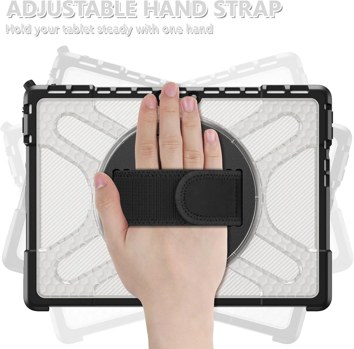 کاور تبلت سازگار با مایکروسافت Surface Pro 8 13 اینچ - کاور محافظ مقاوم با پایه چرخشی، دسته، ضربه گیر، کاور محافظ تبلت مناسب منزل (شفاف)