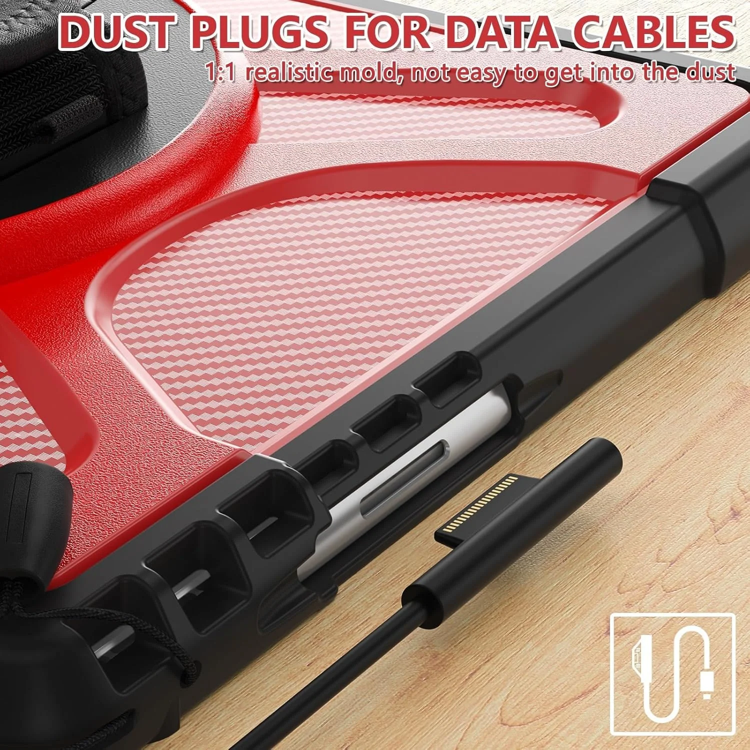 کاور تبلت مناسب برای تبلت مایکروسافت سرفیس پرو 9/10/11 سایز 13 اینچ مدل 2022/2024 - کاور محافظ مقاوم با پایه تاشو چرخشی، دستگیره و ضربه گیر