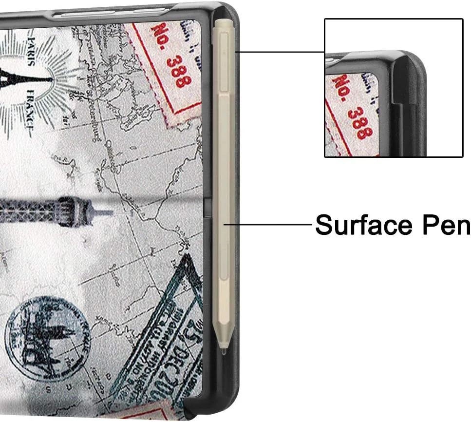 کیف تبلت RanTuo برای مایکروسافت Surface Go 4، چرم PU، سبک و نازک، ضد آب، ضد گرد و غبار، محافظ ضد افتادن برای مایکروسافت Surface Go 4. (برج آهنی)