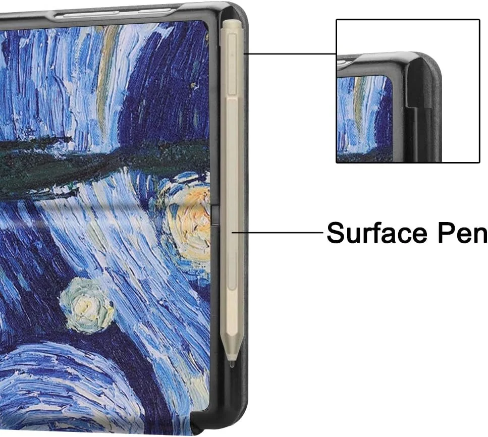 کیف تبلت RanTuo برای مایکروسافت Surface Go 4، چرم PU، سبک و نازک، ضد آب، ضد گرد و غبار، محافظ ضد افتادن برای مایکروسافت Surface Go 4 (آسمان پر ستاره)