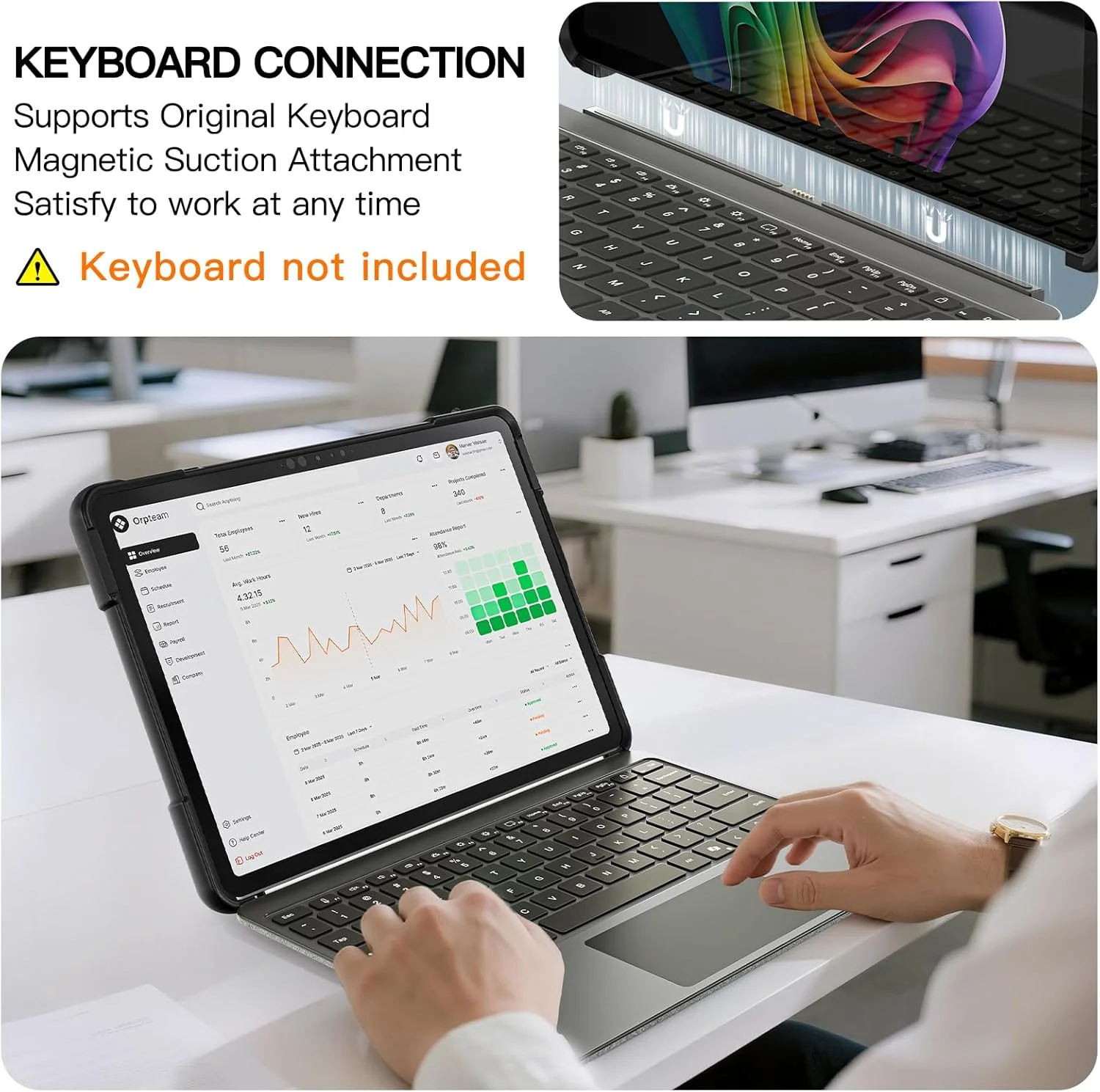 کاور ضد ضربه گروتک مایکروسافت سرفیس پرو 12 اینچ 2025، کاور ضد ضربه با [پایه چرخان 360 درجه و بند مچی] [قابل نصب کیبورد] برای سرفیس پرو 12، مشکی