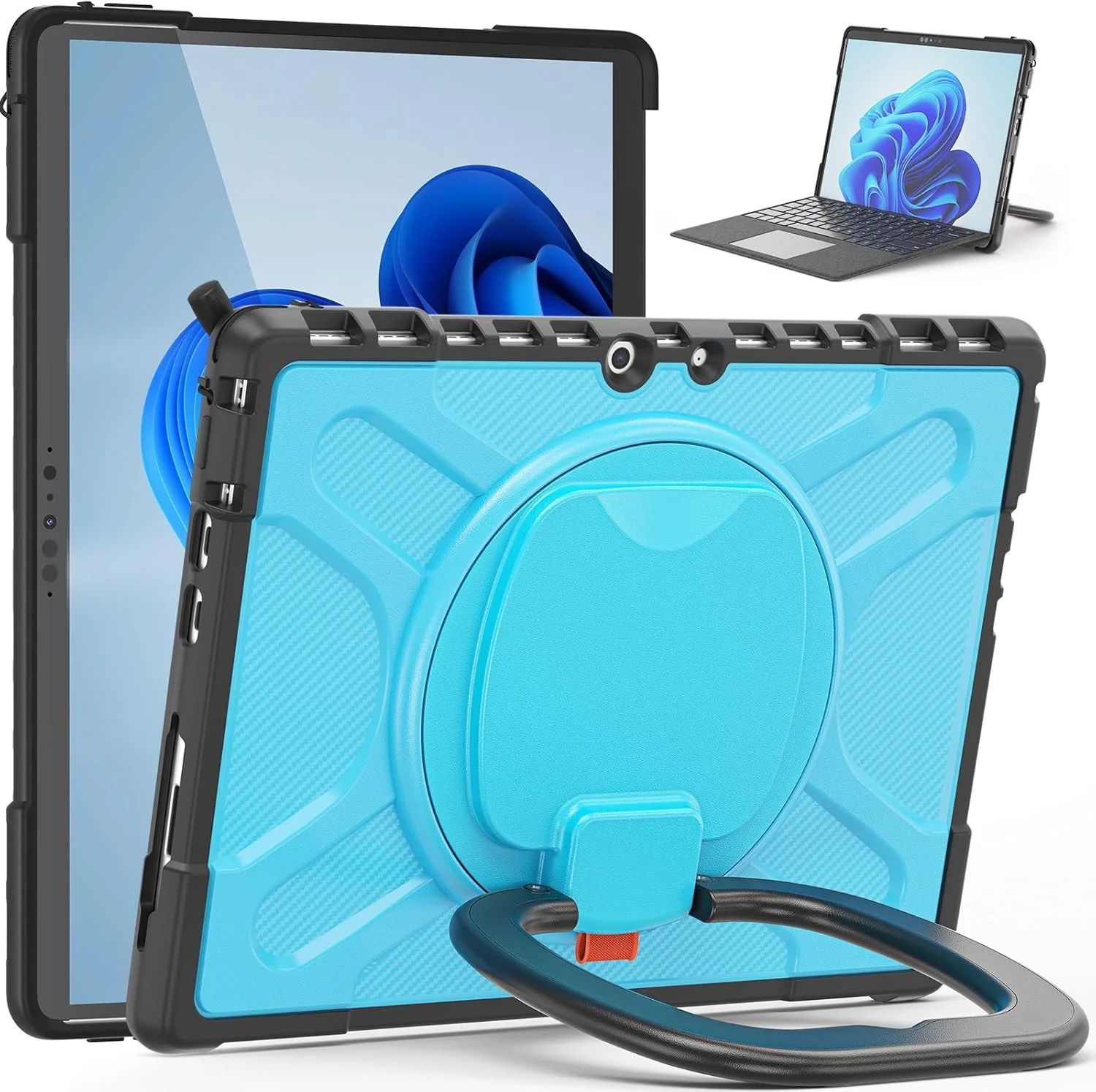 کیف تبلت مسافرتی سازگار با مایکروسافت سرفیس پرو 8 13 اینچی با پایه چرخان، سازگار با کیبورد تایپ کاور با پایه، کیف محافظ مقاوم و ضد ضربه