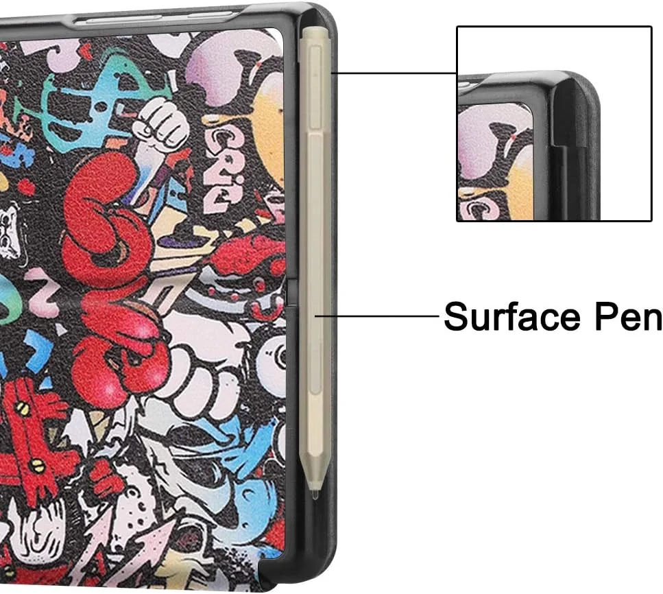 کیف تبلت RanTuo برای Microsoft Surface Go 4، چرم PU، سبک و نازک، ضد آب، ضد گرد و غبار، محافظ ضد افتادن برای Microsoft Surface Go 4. (گرافیتی)