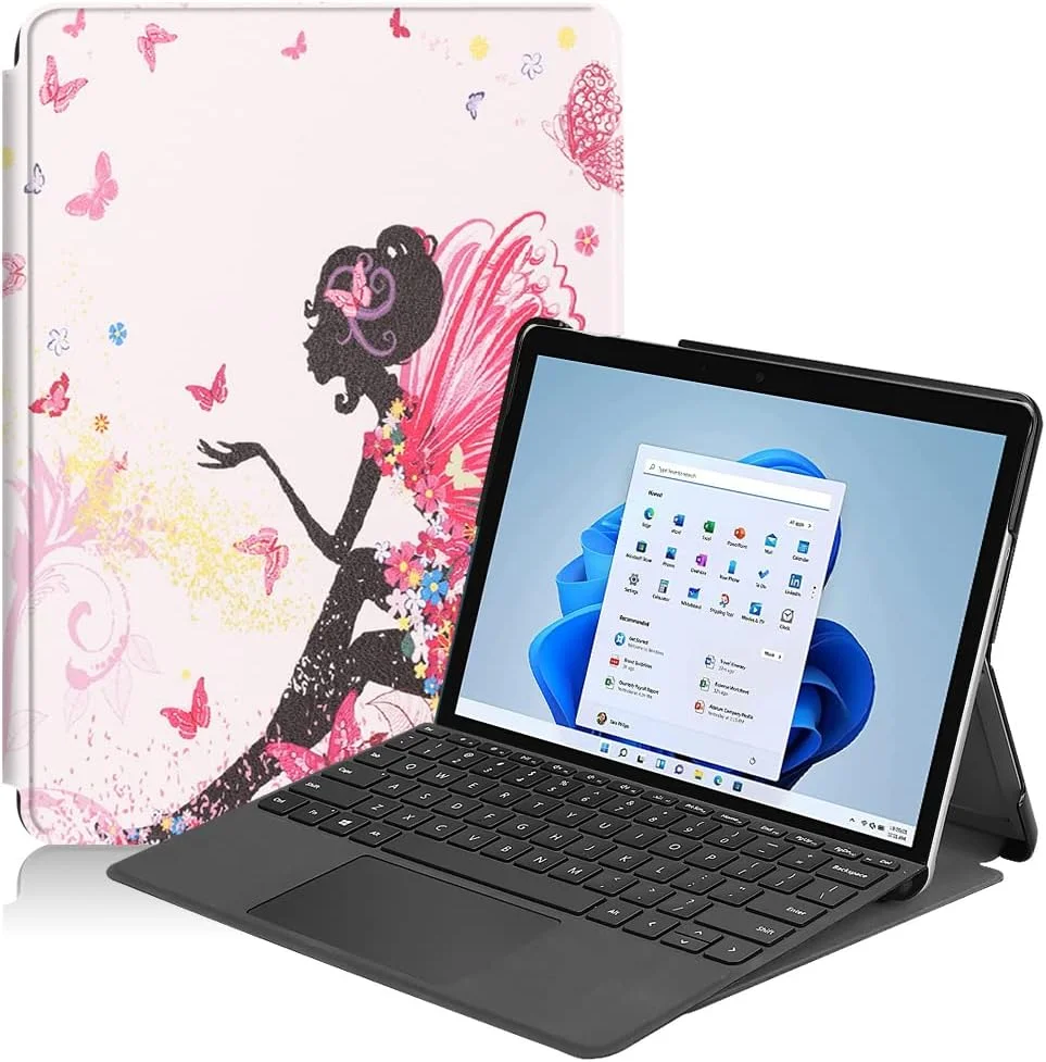 کاور تبلت RanTuo برای مایکروسافت Surface Go 1، چرم PU، سبک و نازک، ضد آب، ضد گرد و غبار، کاور محافظ ضد افتادن برای مایکروسافت Surface Go 1 (دختر جن)