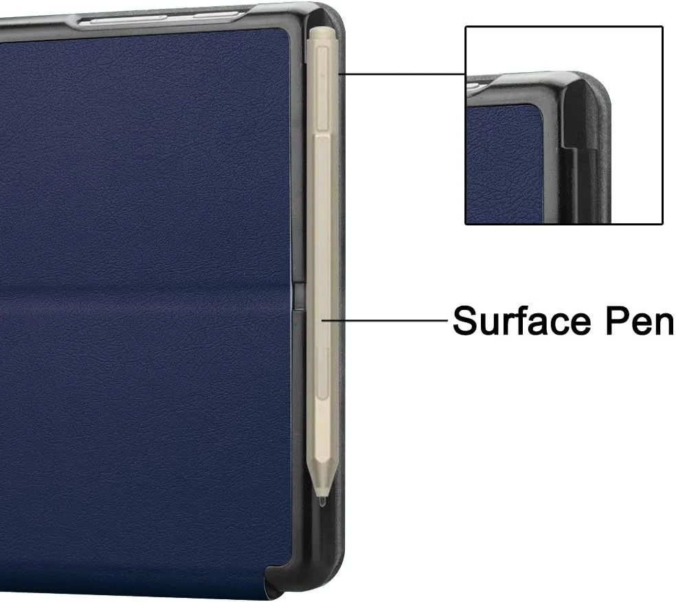 کیف تبلت RanTuo برای مایکروسافت Surface Go 4، چرم PU، سبک و نازک، ضد آب، ضد گرد و غبار، محافظ ضد افتادن برای مایکروسافت Surface Go 4. (آبی سرمه ای)