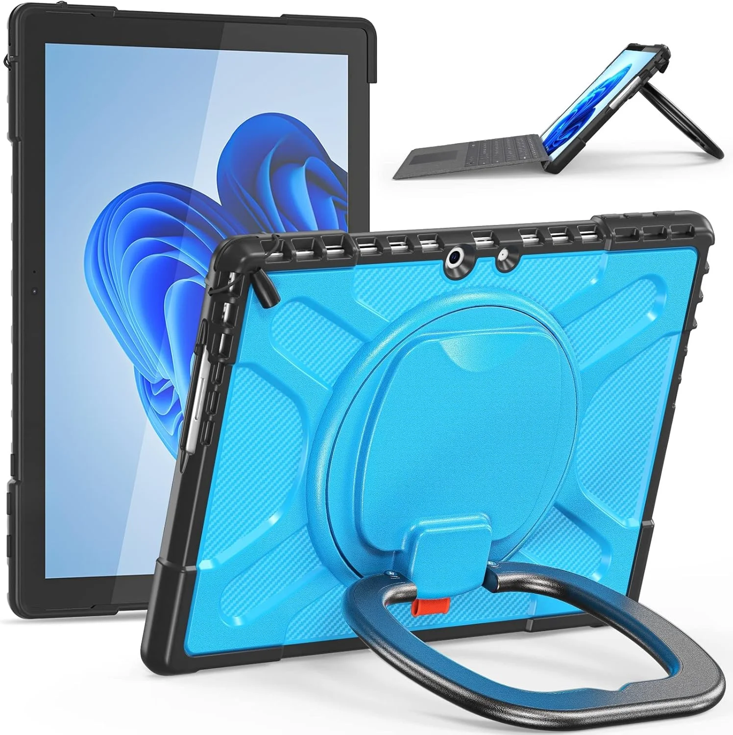 کیف محافظتی مقاوم تبلت با پایه نگهدارنده، ضد ضربه و پوشش کامل، سازگار با کیبورد تایپ کاور مایکروسافت سرفیس پرو 9، سازگار با تبلت