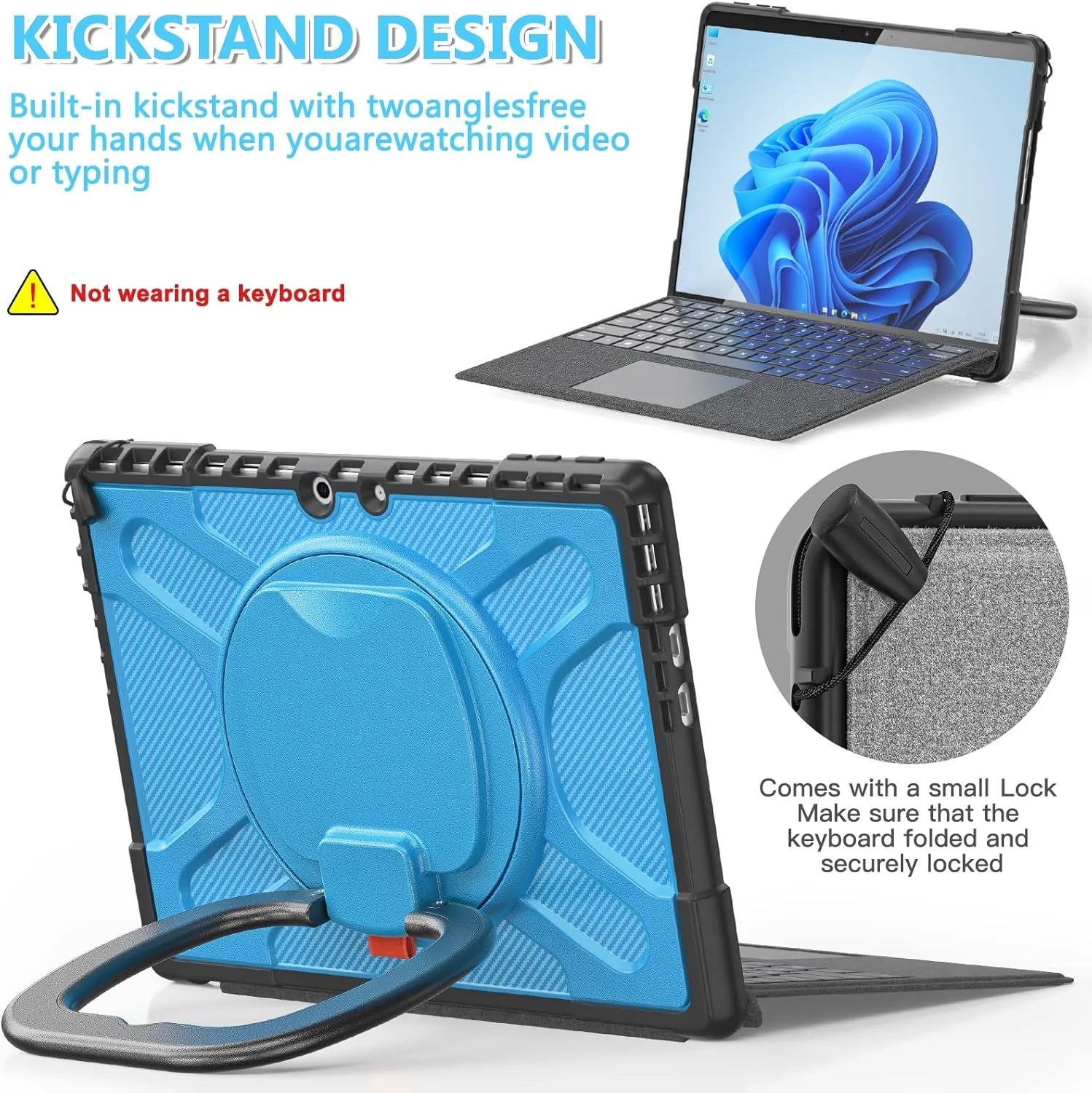 کیف محافظتی مقاوم تبلت با پایه نگهدارنده، ضد ضربه و پوشش کامل، سازگار با کیبورد تایپ کاور مایکروسافت سرفیس پرو 9، سازگار با تبلت کیف محافظتی مقاوم تبلت با پایه نگهدارنده، ضد ضربه و پوشش کامل، سازگار با کیبورد تایپ کاور مایکروسافت سرفیس پرو 9، سازگار با تبلت