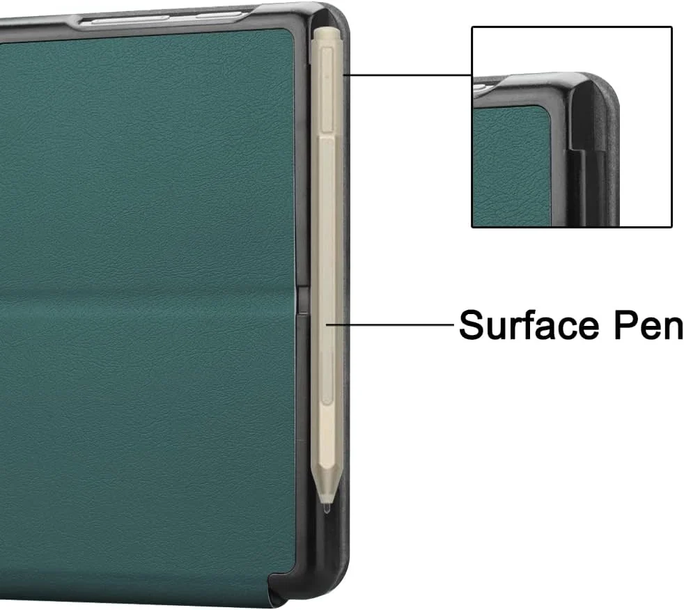 کیف تبلت RanTuo برای Microsoft Surface Go 4، چرم PU، سبک و نازک، ضد آب، ضد گرد و غبار، قاب محافظ ضد افتادن برای Microsoft Surface Go 4. (سبز تیره)