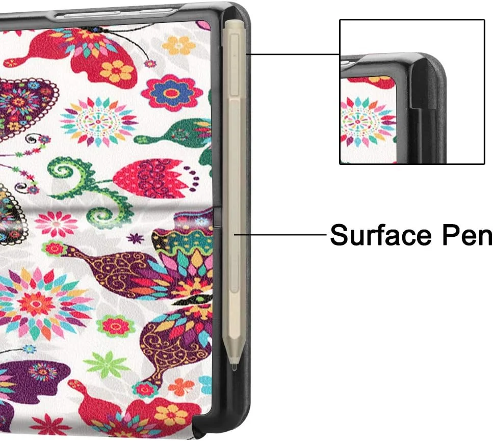 کیف تبلت RanTuo برای مایکروسافت Surface Go 4، چرم PU، سبک و نازک، ضد آب، ضد گرد و غبار، محافظ ضد افتادن برای مایکروسافت Surface Go 4. (پروانه)