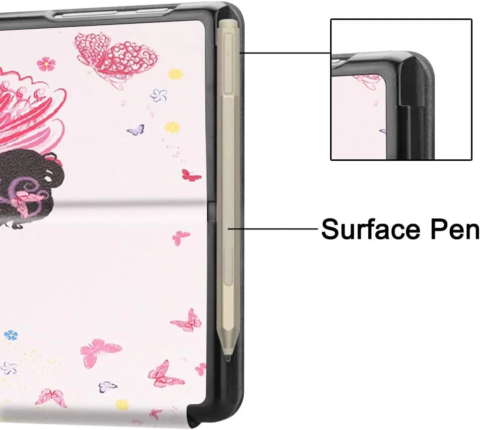 کیف تبلت RanTuo برای مایکروسافت Surface Go 4، چرم PU، سبک و نازک، ضد آب، ضد گرد و غبار، قاب محافظ ضد افتادن برای مایکروسافت Surface Go 4. (دختر جن)