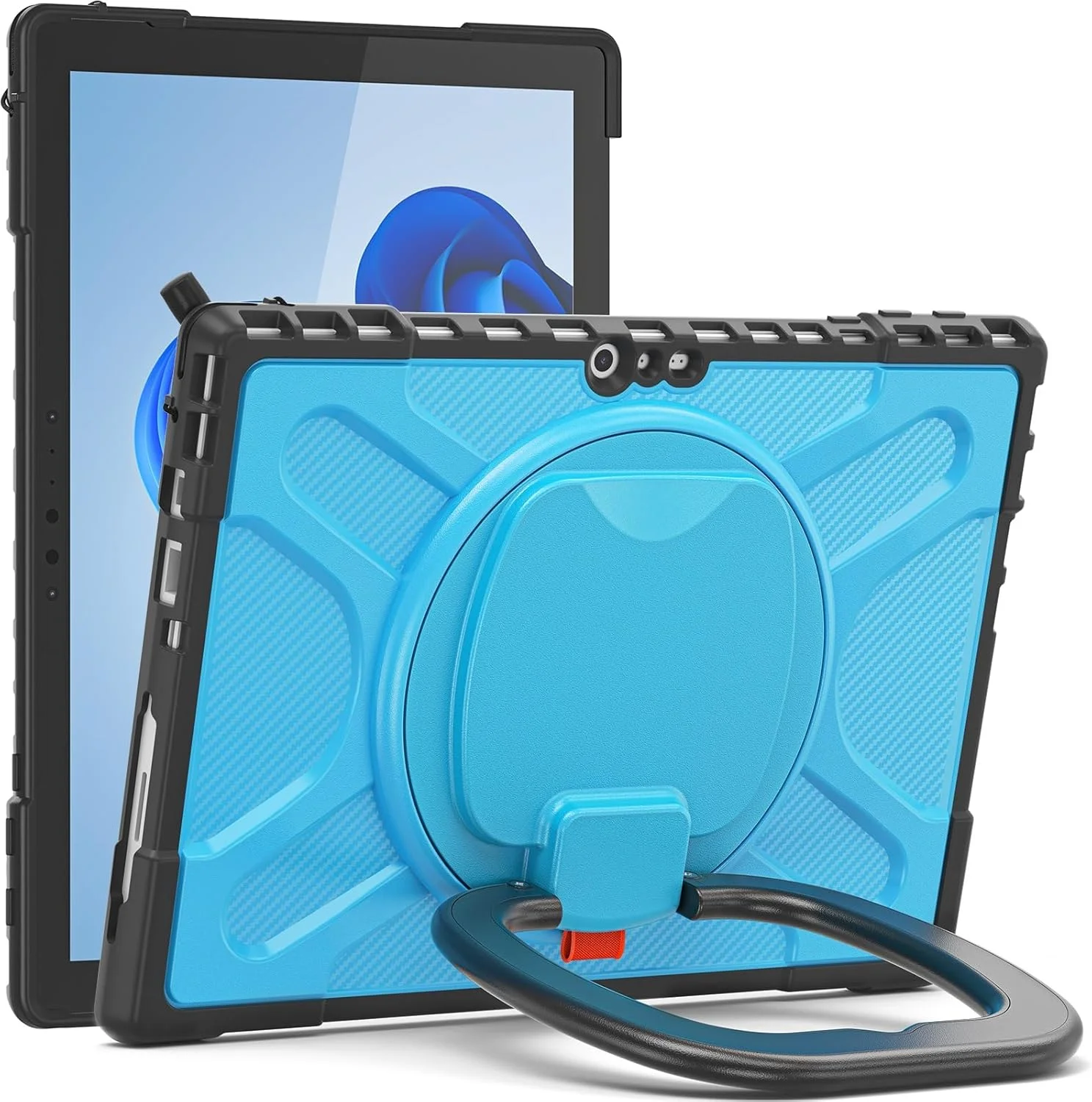 کیف محافظ تبلت سازگار با Microsoft Surface Pro 7/Pro 6/Pro 5/Pro 4/Pro 7+، کاور با پایه چرخان، سازگار با کیبورد Type Cover با پایه، کاور محافظ سنگین و مقاوم