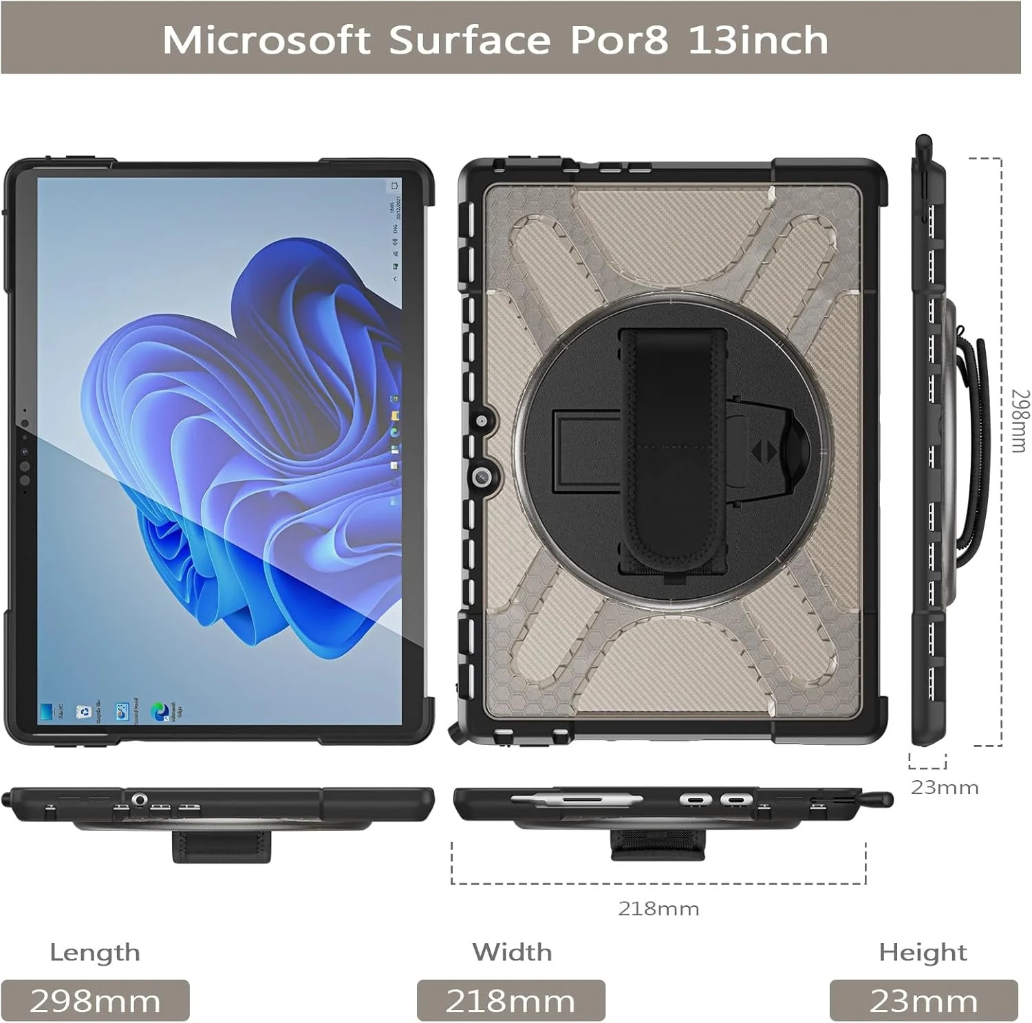 Travel with Tablet Rugged 360° Shockproof Full Body Protective Case Compatible with Microsoft Surface Pro 8 Compatible with Keyboard Type Cover, Tablet Case Compatible with Surfaces